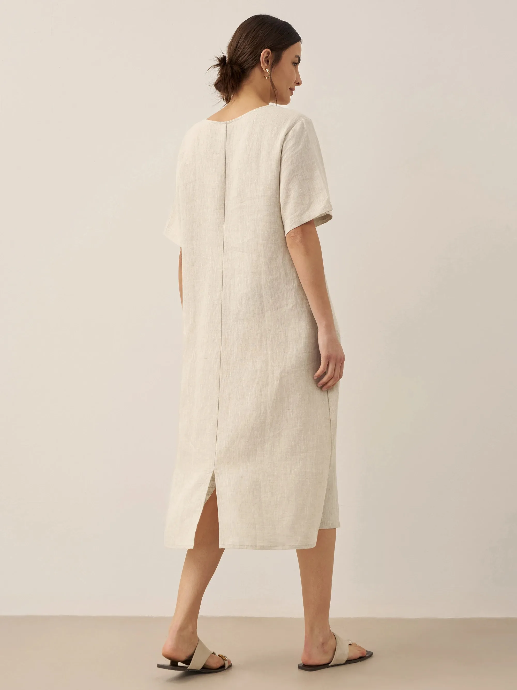 100% Linen Pocket Caftan Midi-Dress ESME sold by Lintico product image thumbnail 3