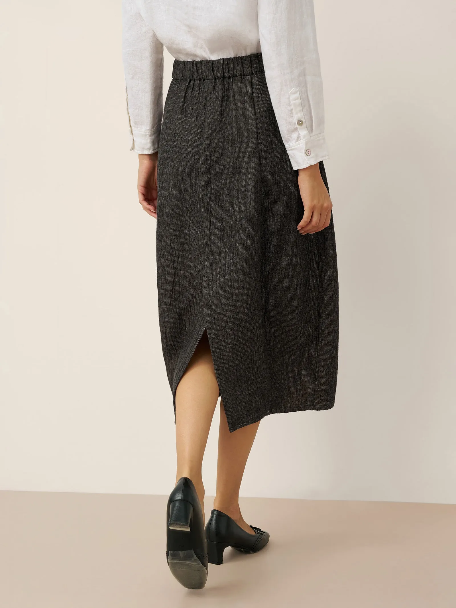 Linen Cocoon-Shaped Elastic Waist Skirt RHIANNON sold by Lintico product image thumbnail 2