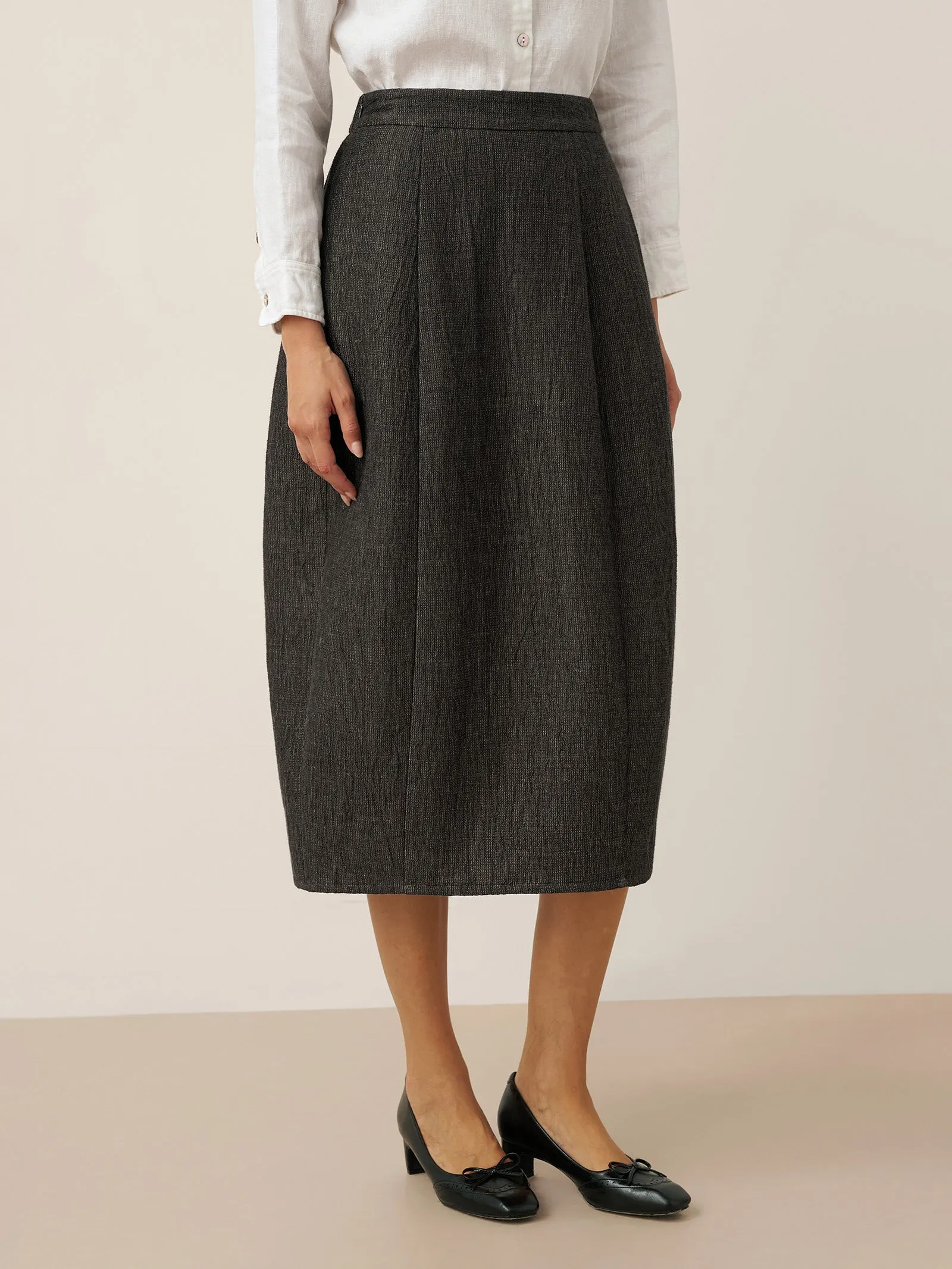 Linen Cocoon-Shaped Elastic Waist Skirt RHIANNON sold by Lintico product image thumbnail 4