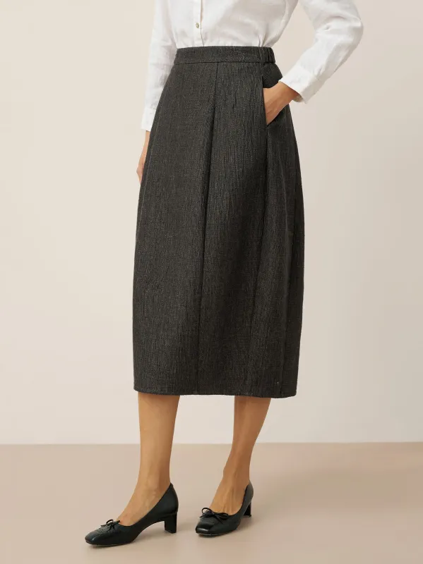 Linen Cocoon-Shaped Elastic Waist Skirt RHIANNON sold by Lintico