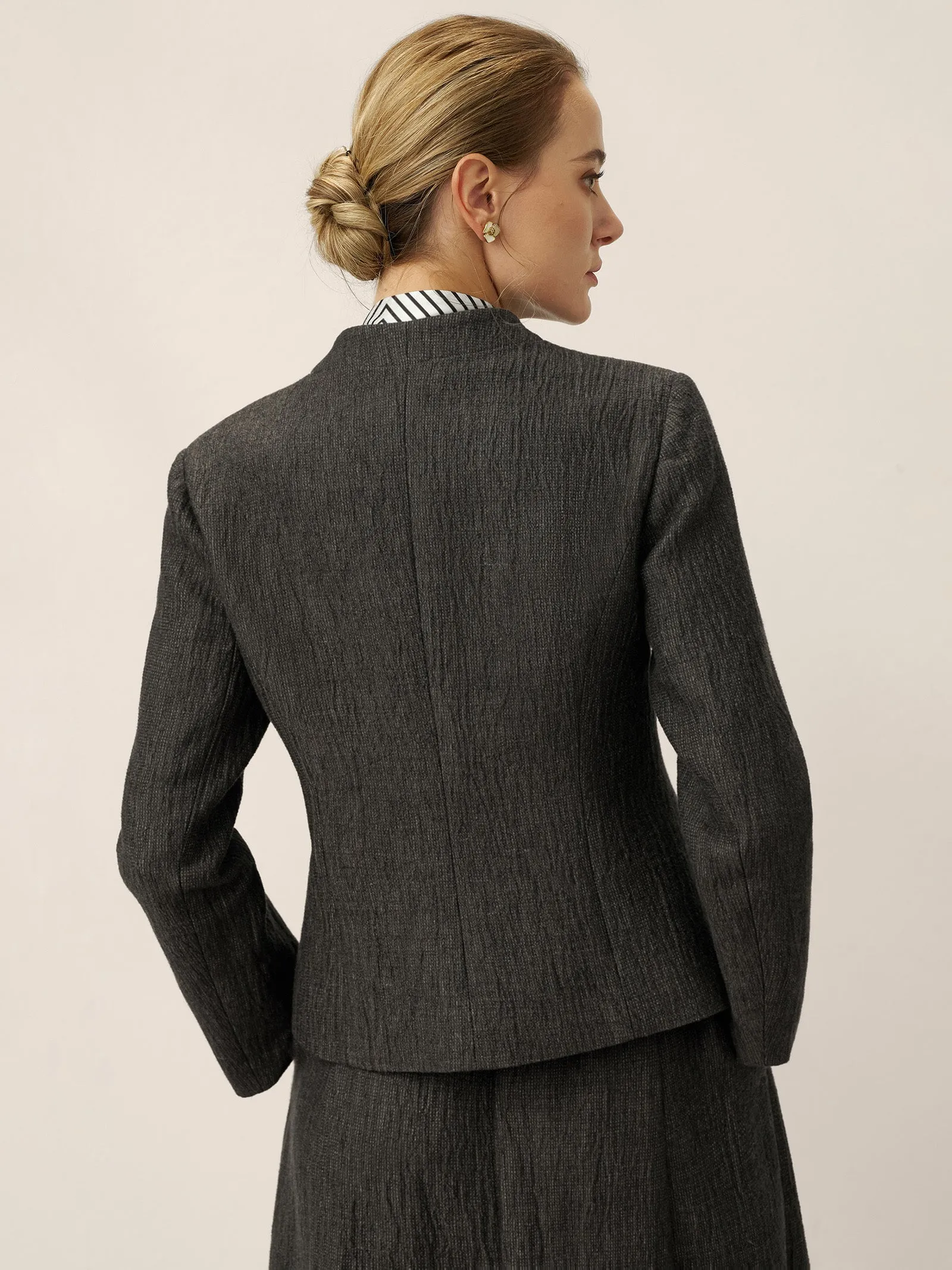 Linen Mandarin Collar Button-Up Shirt Jacket KIMBERLY sold by Lintico product image thumbnail 4