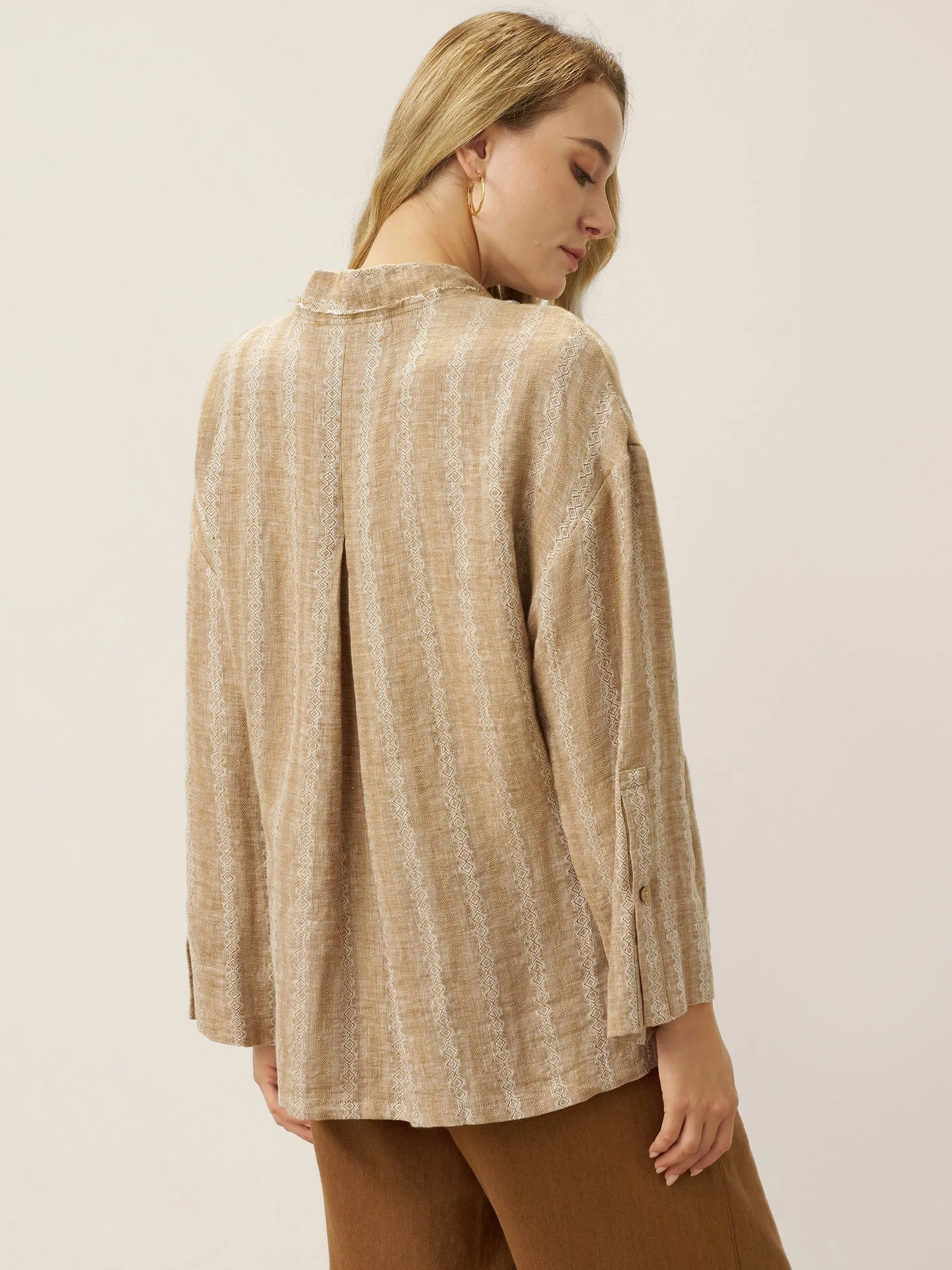 100% Linen Striped Wrap Jacket GENESIS sold by Lintico product image thumbnail 2