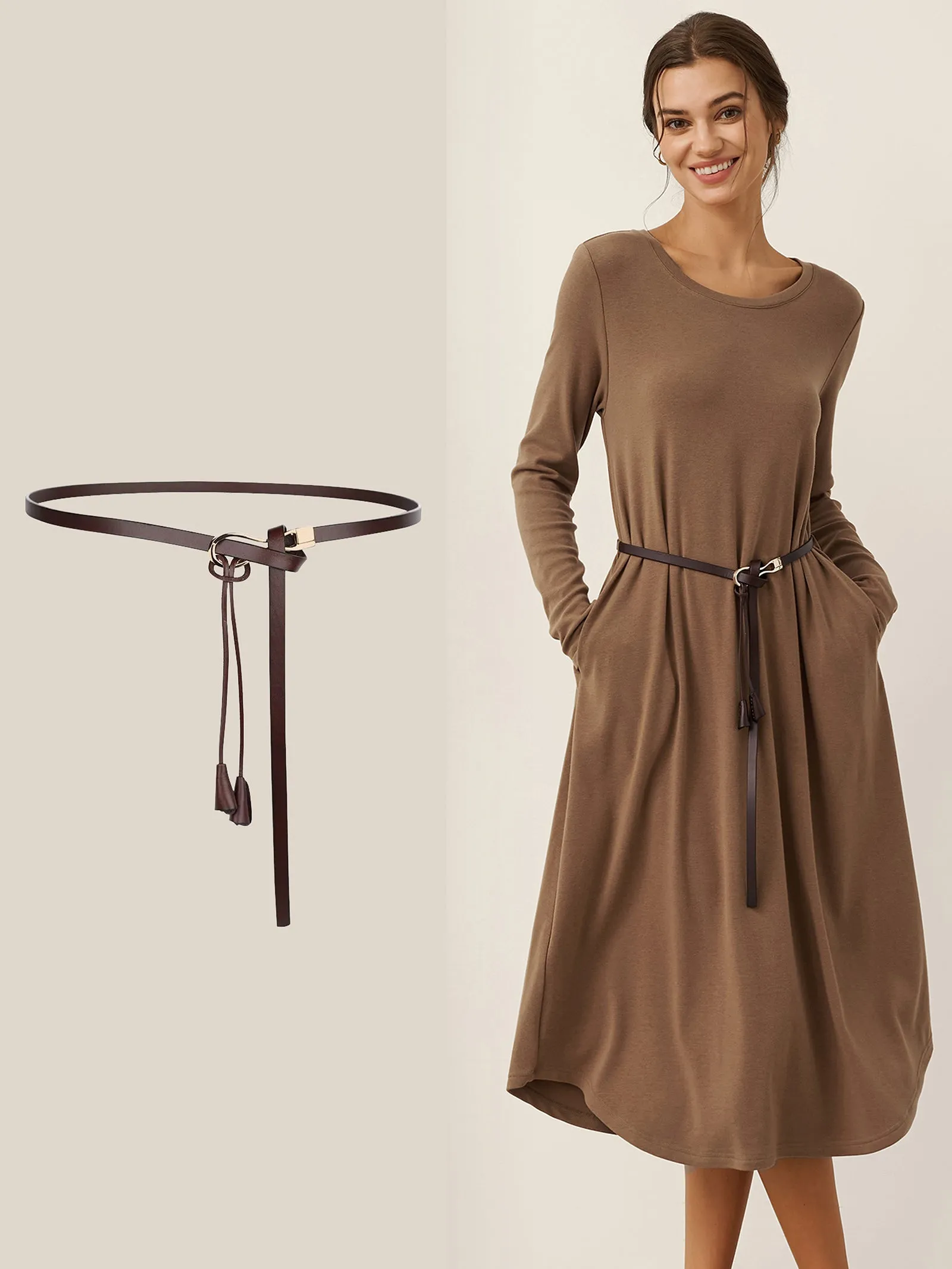 Recycled Leather Belt Versatile Styling For Dress And Blazer VIVETTE sold by Lintico