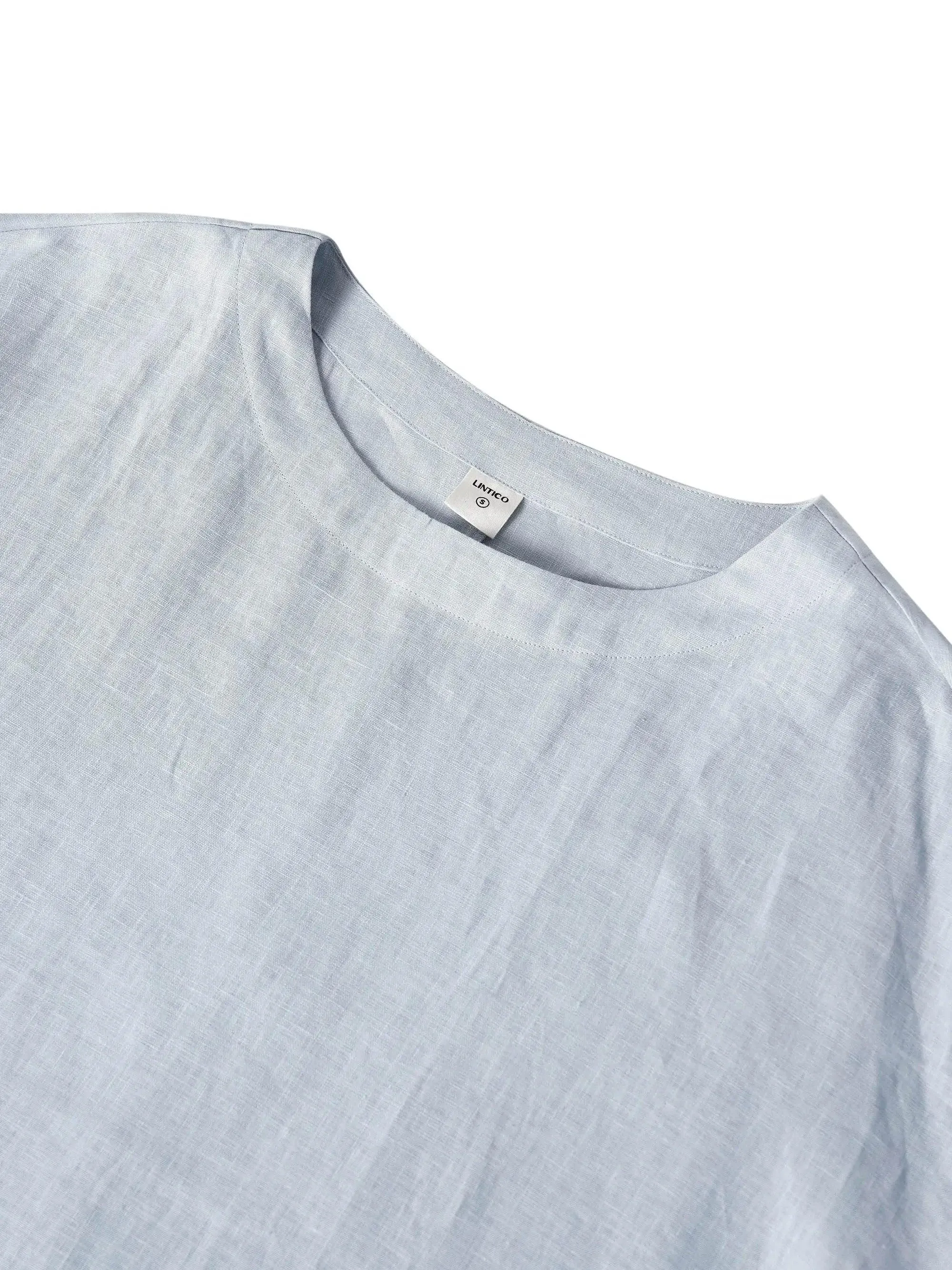 100% Linen Boatneck 3/4 Length Sleeve Top AURORA sold by Lintico product image thumbnail 5