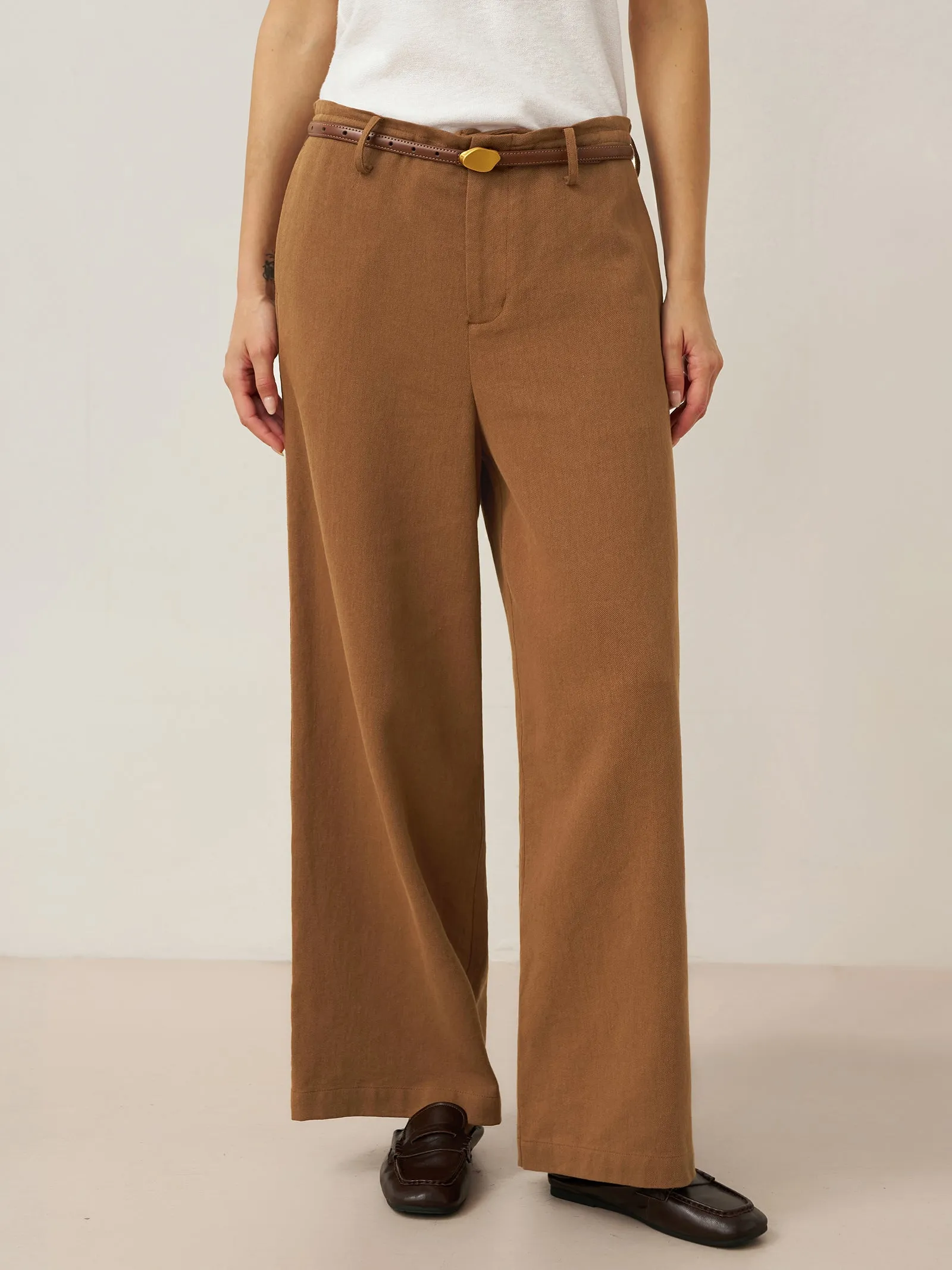Tencel Linen Drawstring Straight Leg Pants RACHEL sold by Lintico
