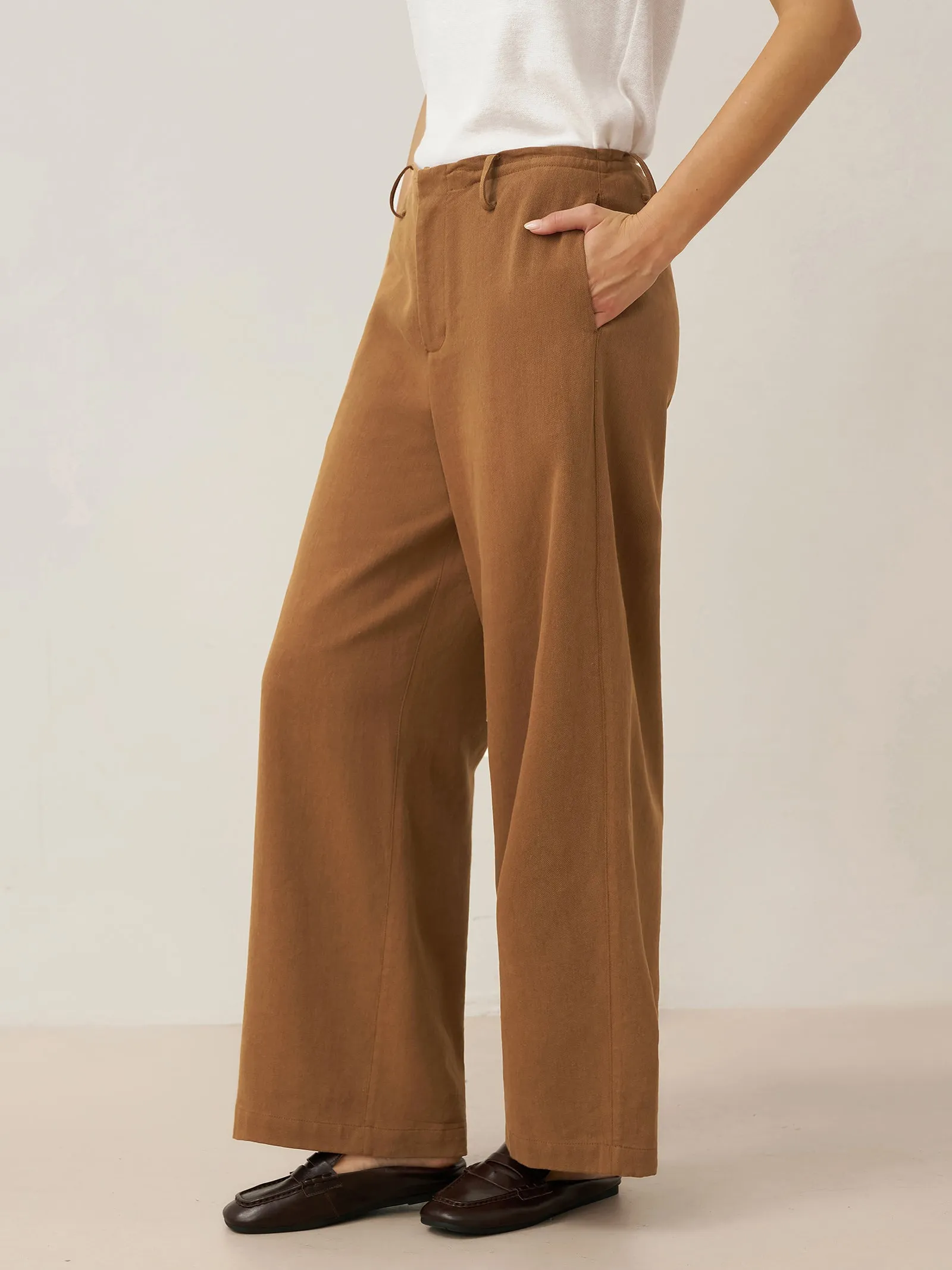 Tencel Linen Drawstring Straight Leg Pants RACHEL sold by Lintico product image thumbnail 2