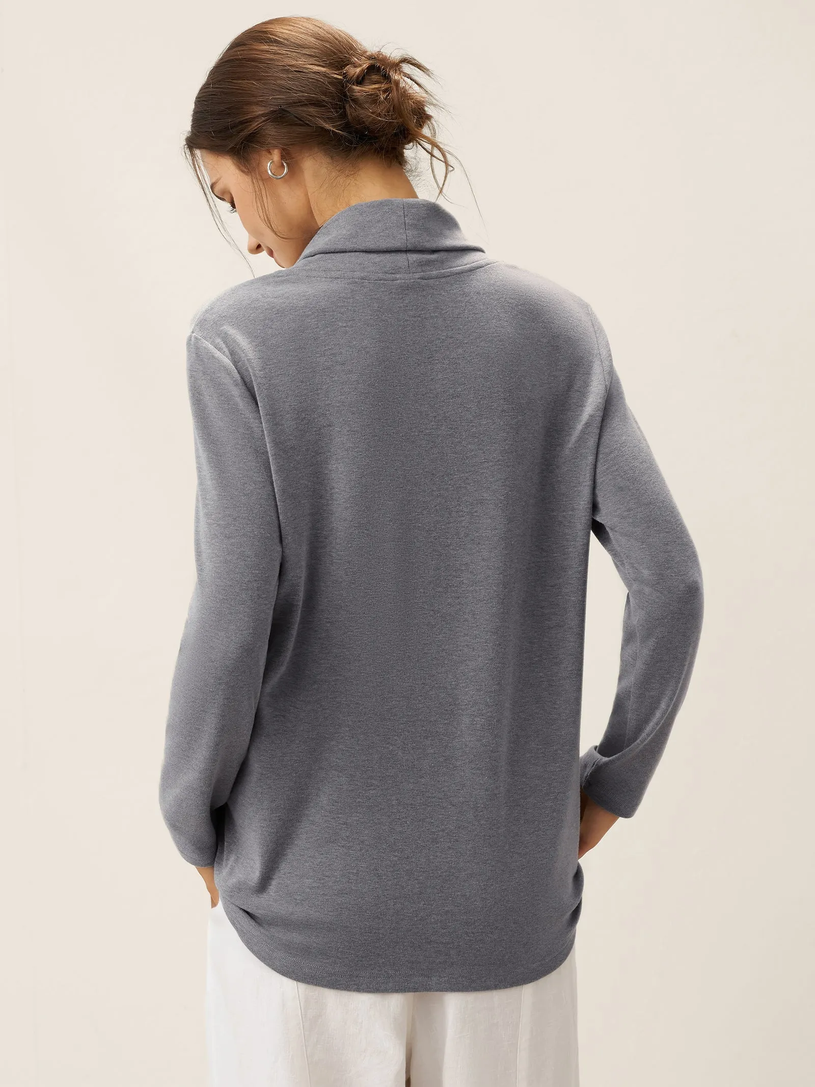 Lenzing Modal® Mock Neck Buttoned Stretch Top ZARIA sold by Lintico product image thumbnail 3