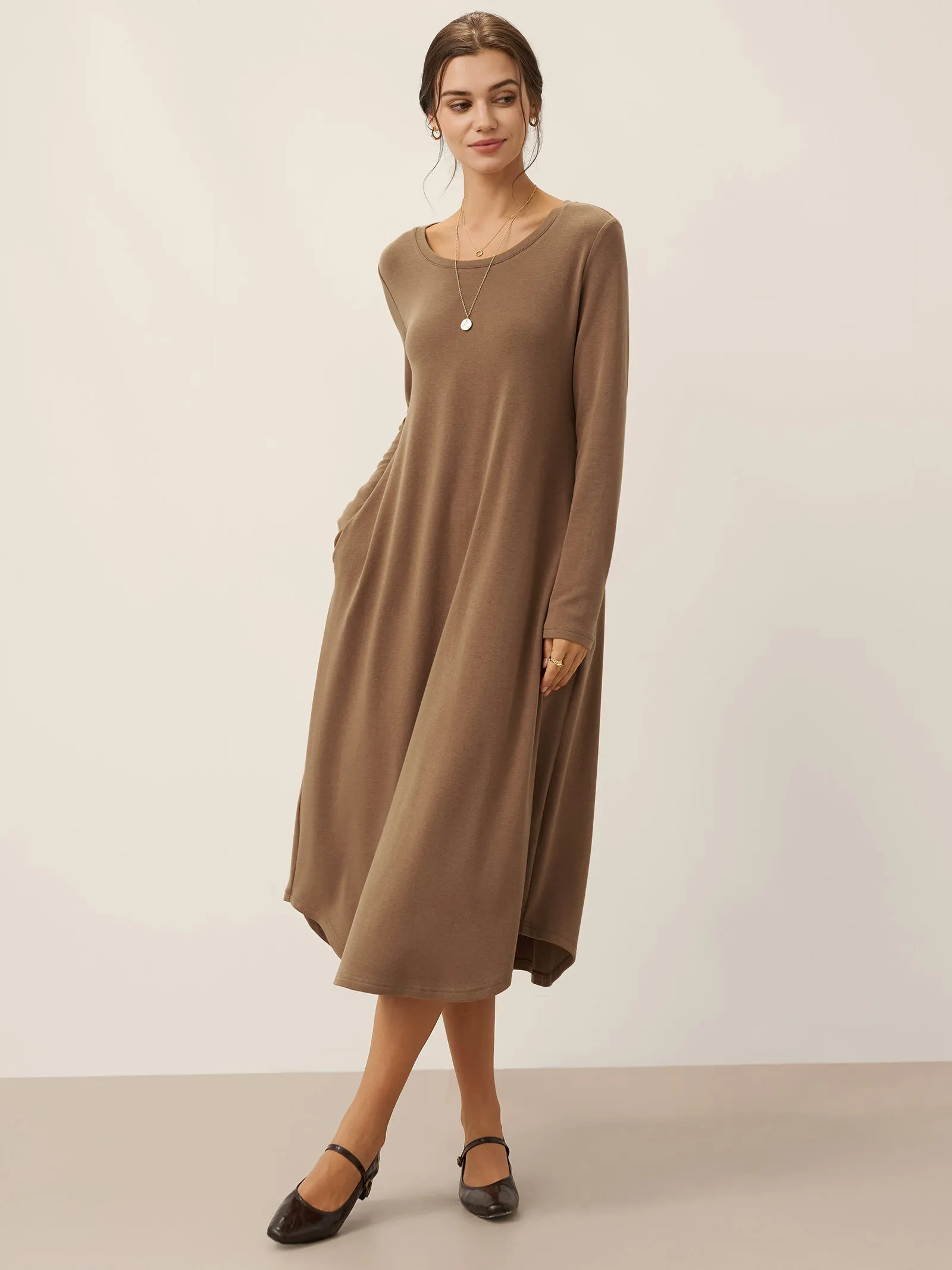 Lenzing Tencel Modal® A-Line Curved Hem Stretch Maxi Dress KAYLA sold by Lintico product image thumbnail 5