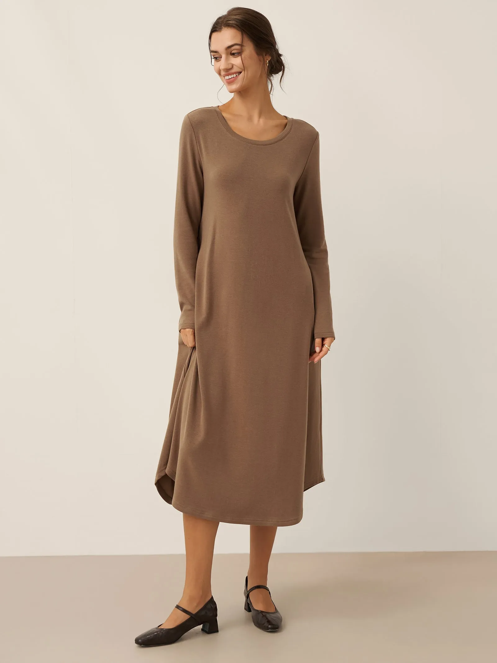 Lenzing Tencel Modal® A-Line Curved Hem Stretch Maxi Dress KAYLA sold by Lintico product image thumbnail 4