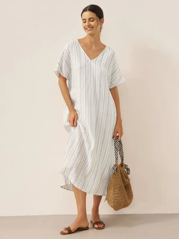 100% Linen Back-Tied Waist Maxi Dress HANA sold by Lintico