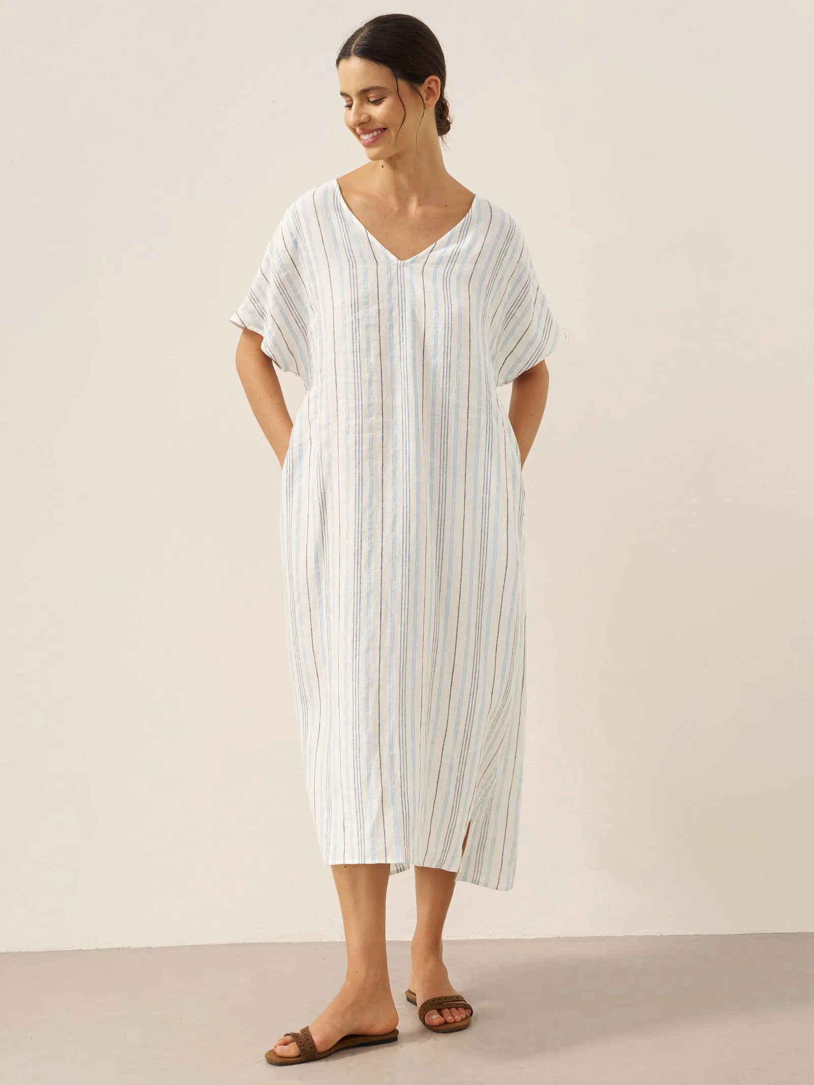 100% Linen Back-Tied Waist Maxi Dress HANA sold by Lintico product image thumbnail 2