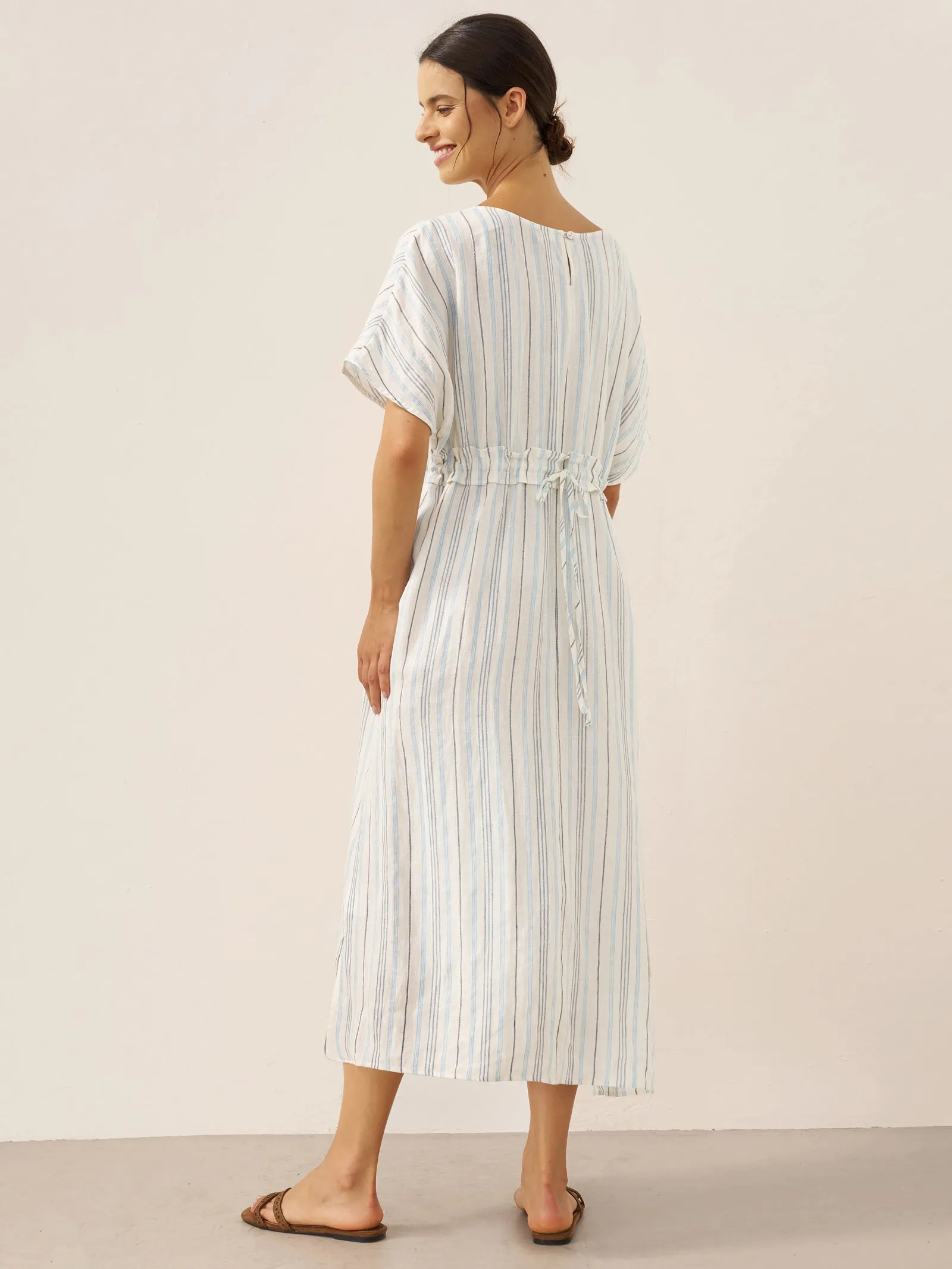 100% Linen Back-Tied Waist Maxi Dress HANA sold by Lintico product image thumbnail 3