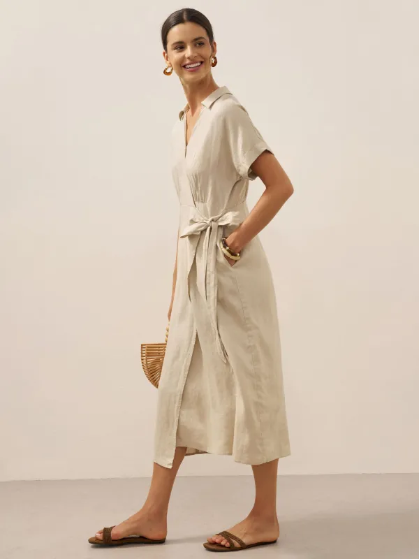 100% Linen One-Piece Belted Maxi Dress CORA sold by Lintico