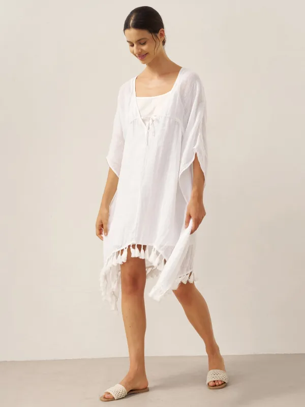 Linen V-Neck Cover-Up and Slip Dress Set CASS sold by Lintico