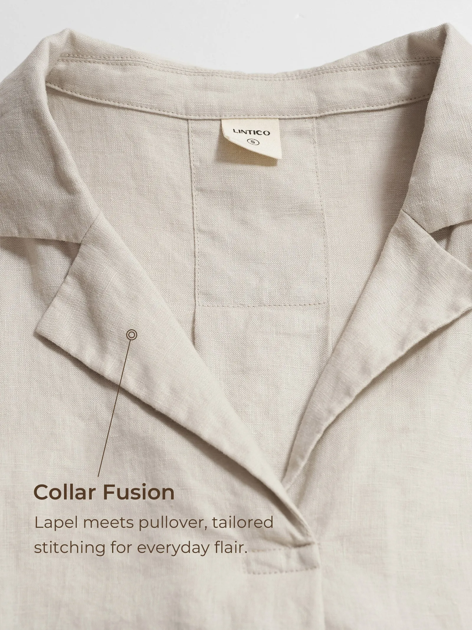 100% Linen Blazer-Inspired Pullover Top DINA sold by Lintico product image thumbnail 4