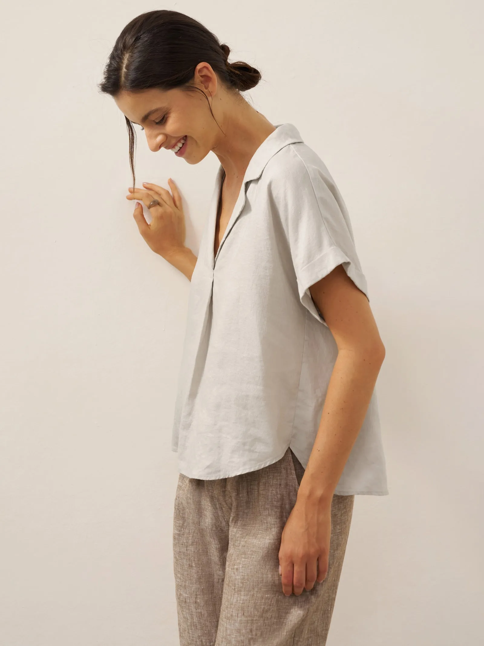 100% Linen Blazer-Inspired Pullover Top DINA sold by Lintico product image thumbnail 3