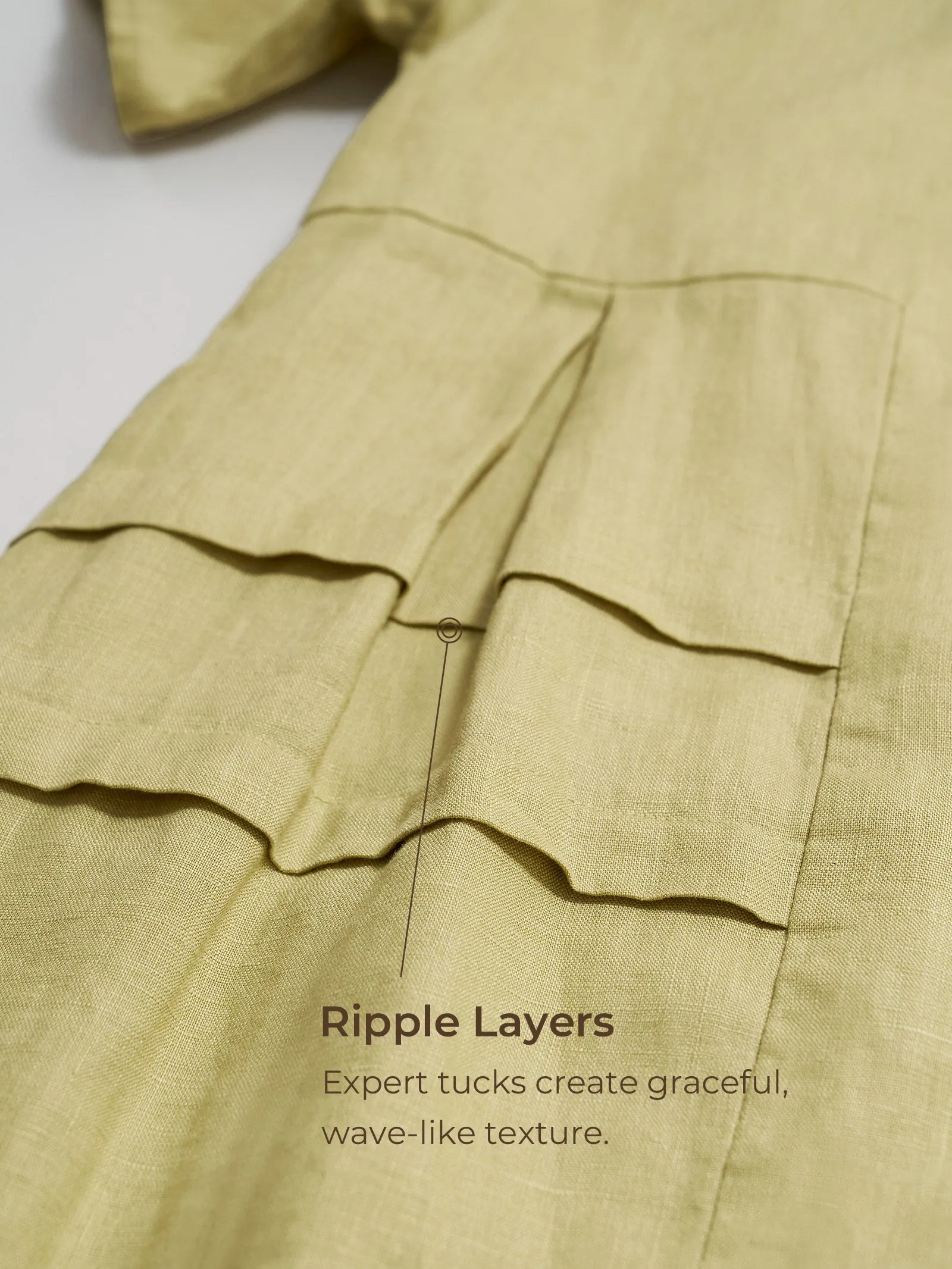 100% Linen Pleated Crew Neck Midi Dress MILA sold by Lintico product image thumbnail 4