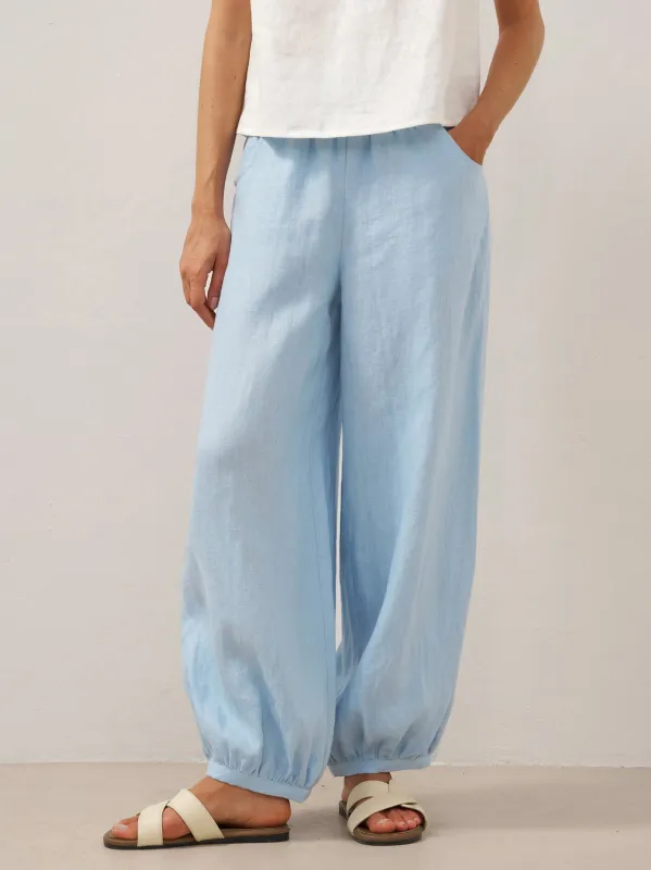 100% Linen Broad Elastic Waistband Pants TALIA sold by Lintico