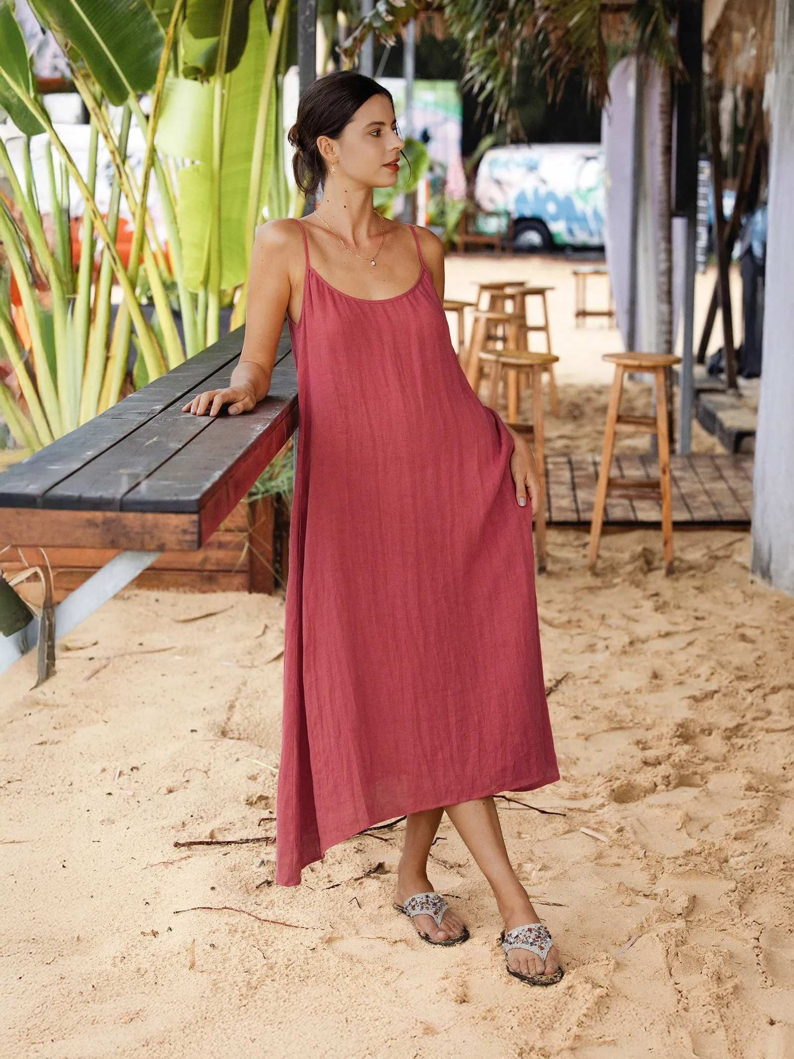100% Linen Strappy Maxi Dress & Cover-Up Set UNA sold by Lintico product image thumbnail 2