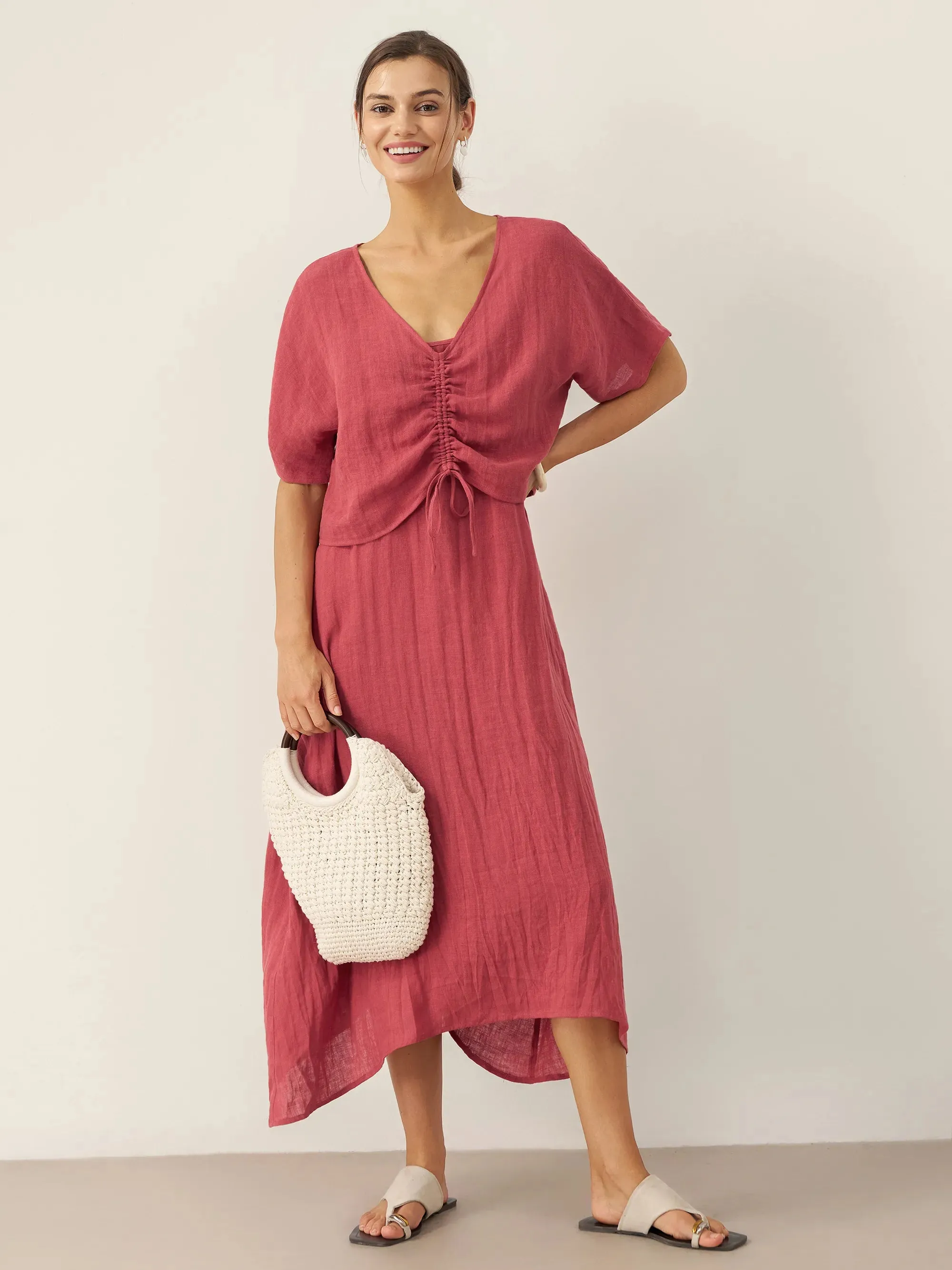 100% Linen Strappy Maxi Dress & Cover-Up Set UNA sold by Lintico product image thumbnail 4
