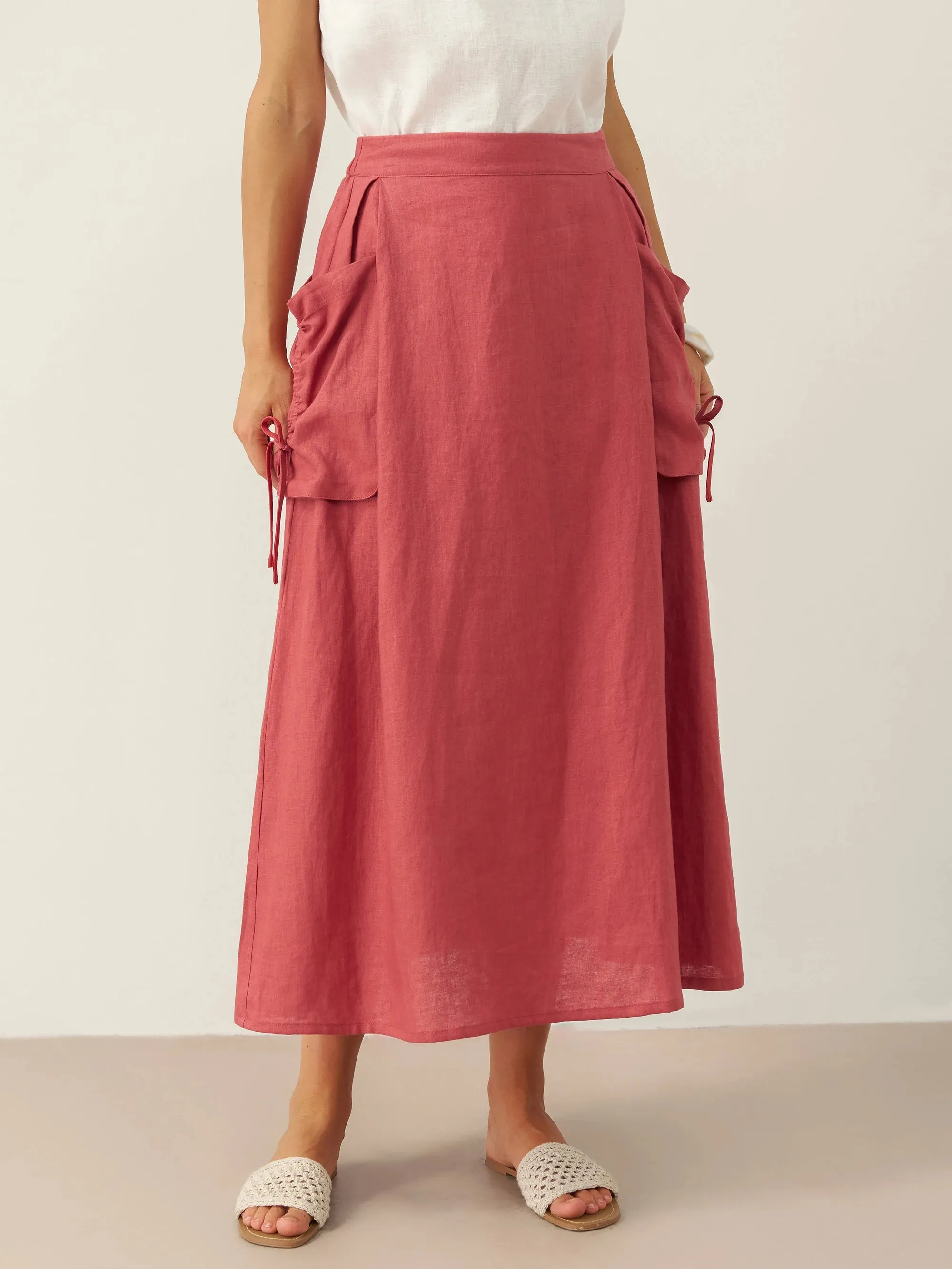 100% Linen Drawstring Pocket Skirt TESS sold by Lintico