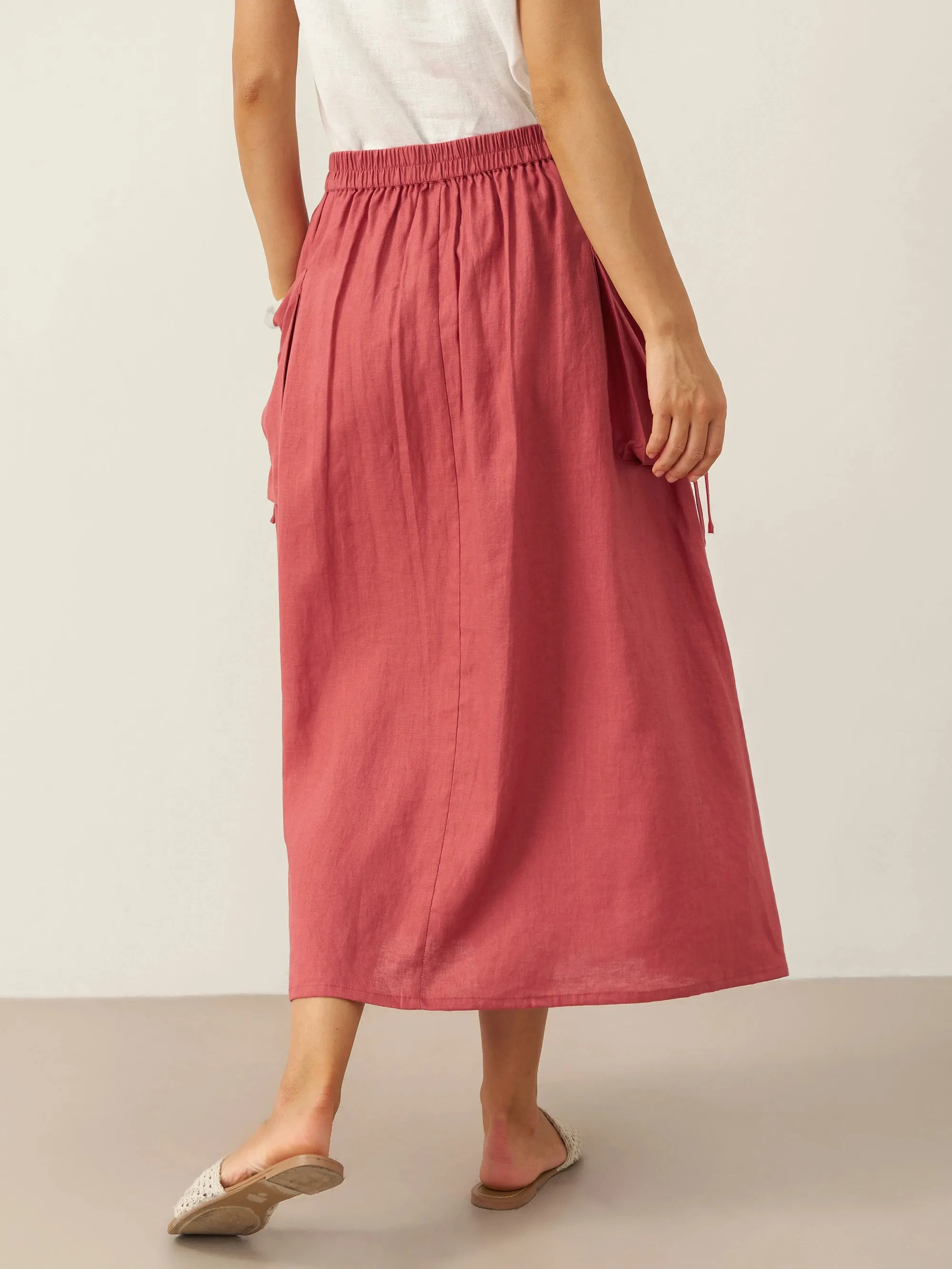100% Linen Drawstring Pocket Skirt TESS sold by Lintico product image thumbnail 3