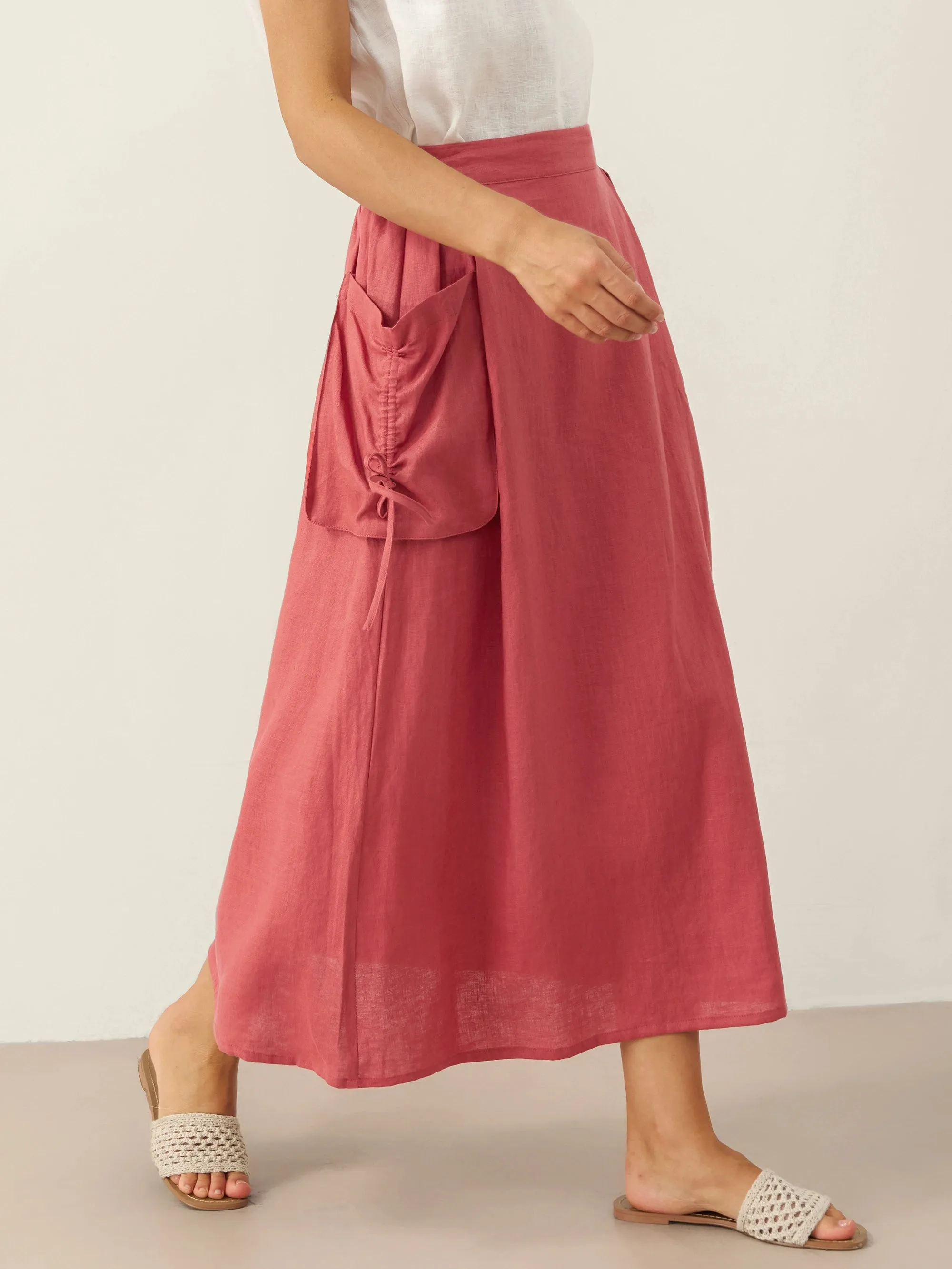 100% Linen Drawstring Pocket Skirt TESS sold by Lintico product image thumbnail 2