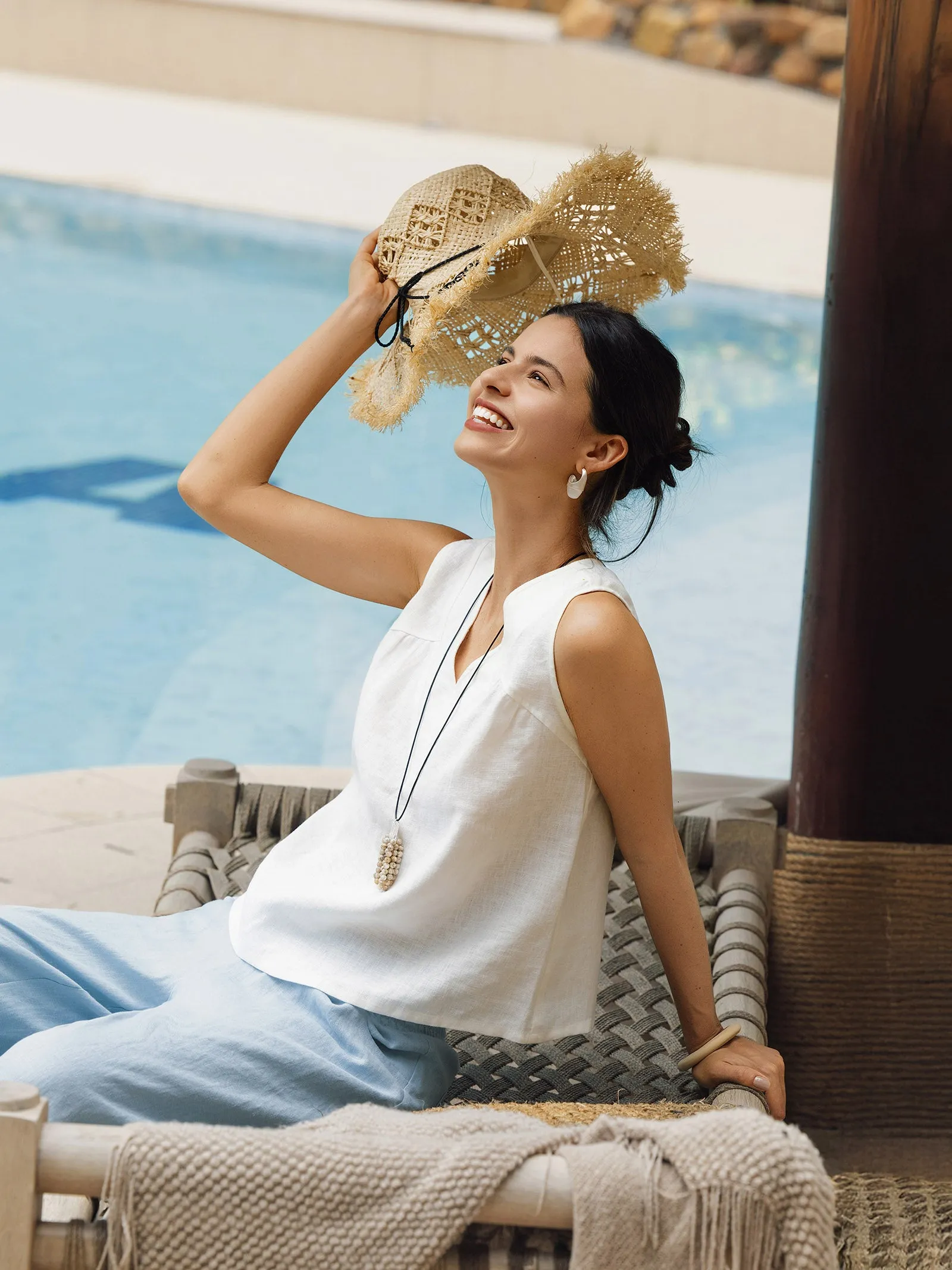 100% Linen V-Neck Sleeveless Tank Top NICOLE sold by Lintico product image thumbnail 2
