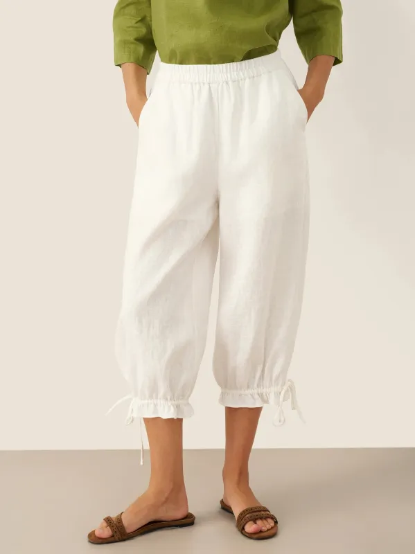 100% Linen Elastic Waist Ruffled Cuff Pants RUBY sold by Lintico