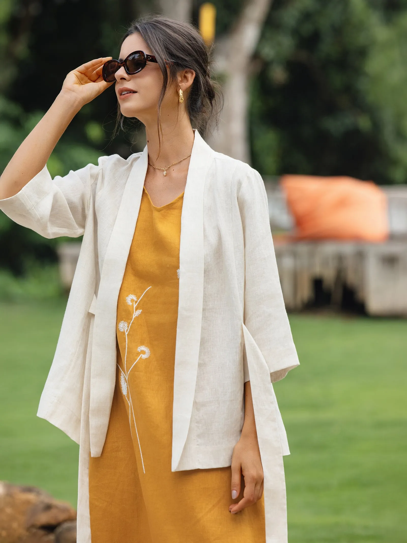 100% Linen Kimono Belted Blazer BRIA sold by Lintico product image thumbnail 2