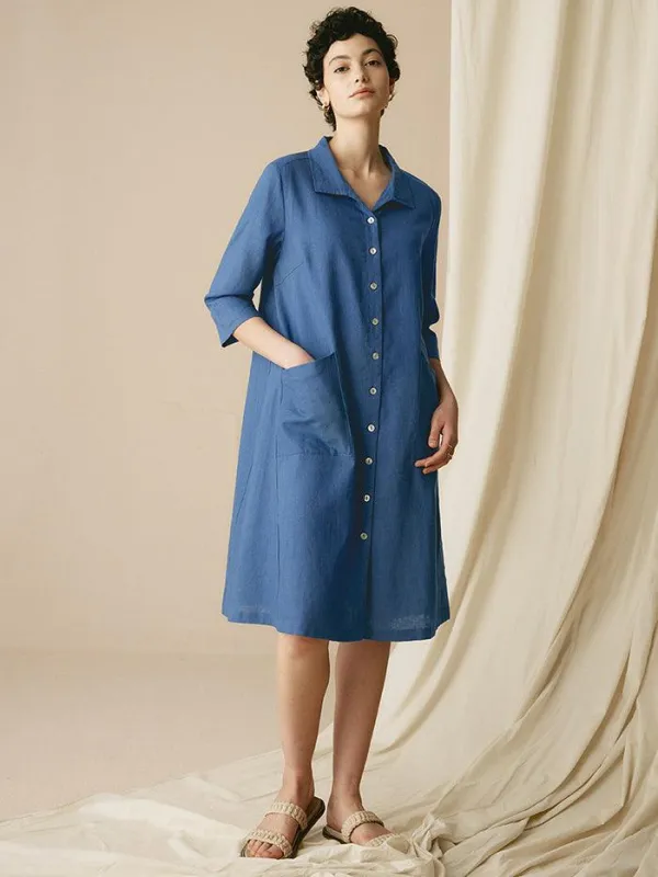 100% Linen Shirt Dress MADISON sold by Lintico
