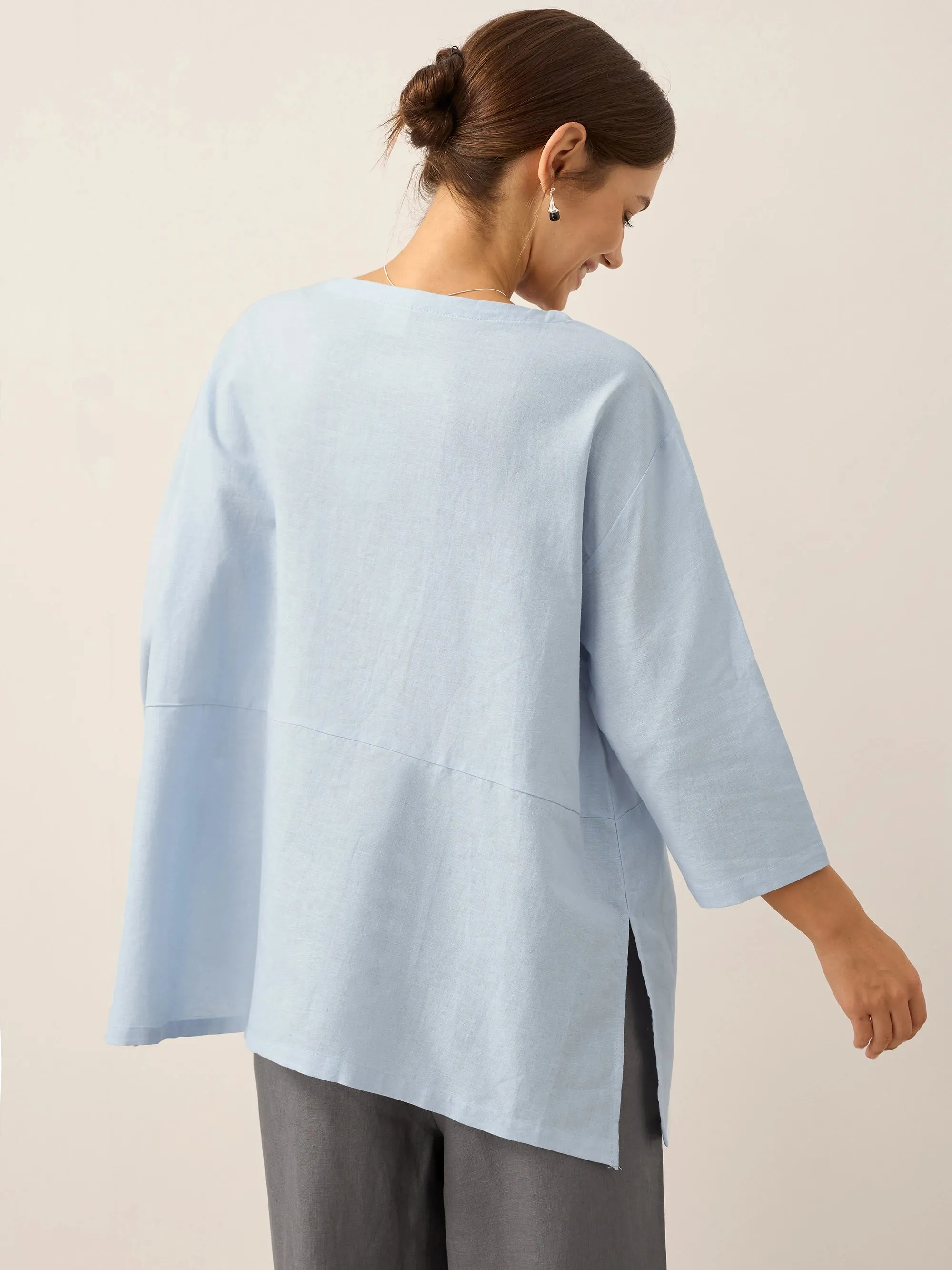 Linen White Boat Neck Oversized Top AVA sold by Lintico product image thumbnail 4