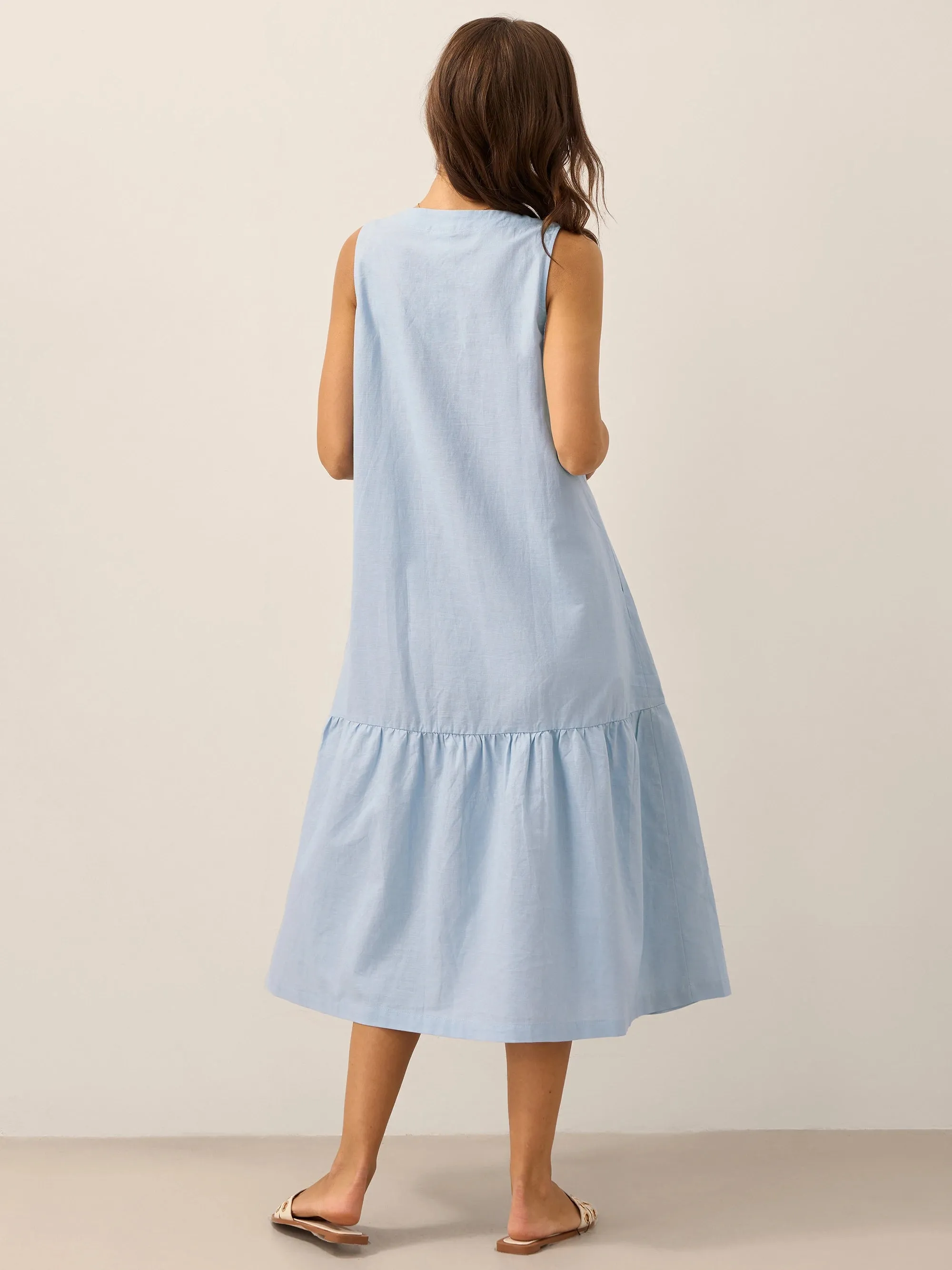 Linen Vacation Sleeveless V-Neck Mid-Length Dress CELINE sold by Lintico product image thumbnail 5