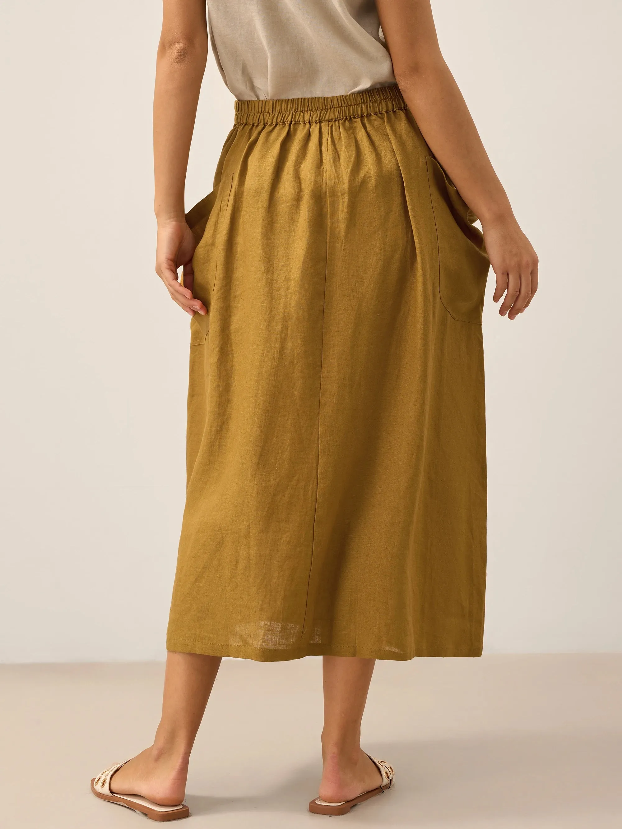 100% Linen Elastic Waist Skirt MARINA sold by Lintico product image thumbnail 4