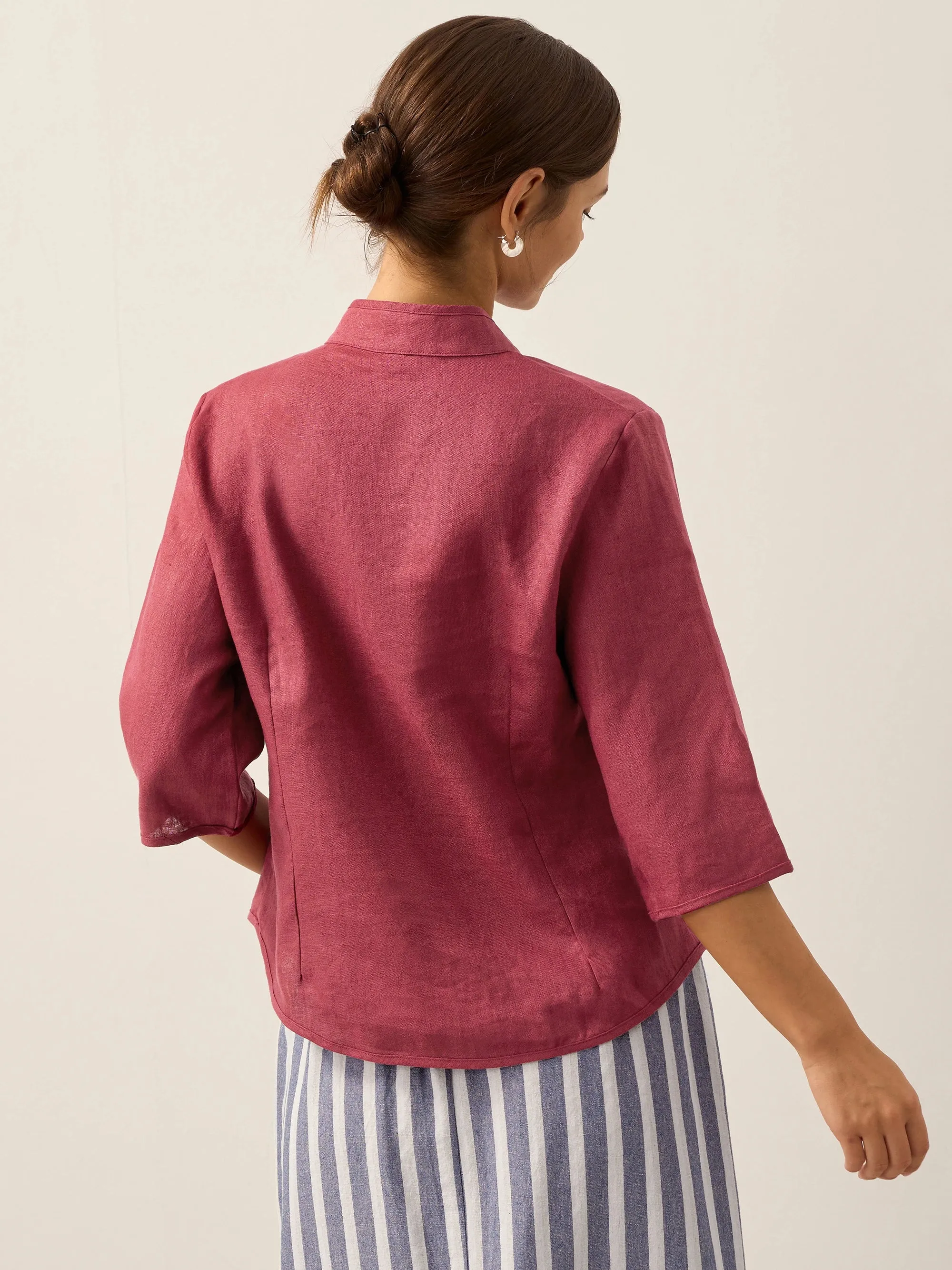 100% Linen Hand Button Fitted Jacket AMELIA sold by Lintico product image thumbnail 4