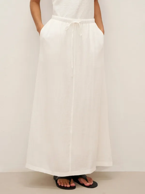Linen Elastic Waist Drawstring Maxi Skirt NINA sold by Lintico