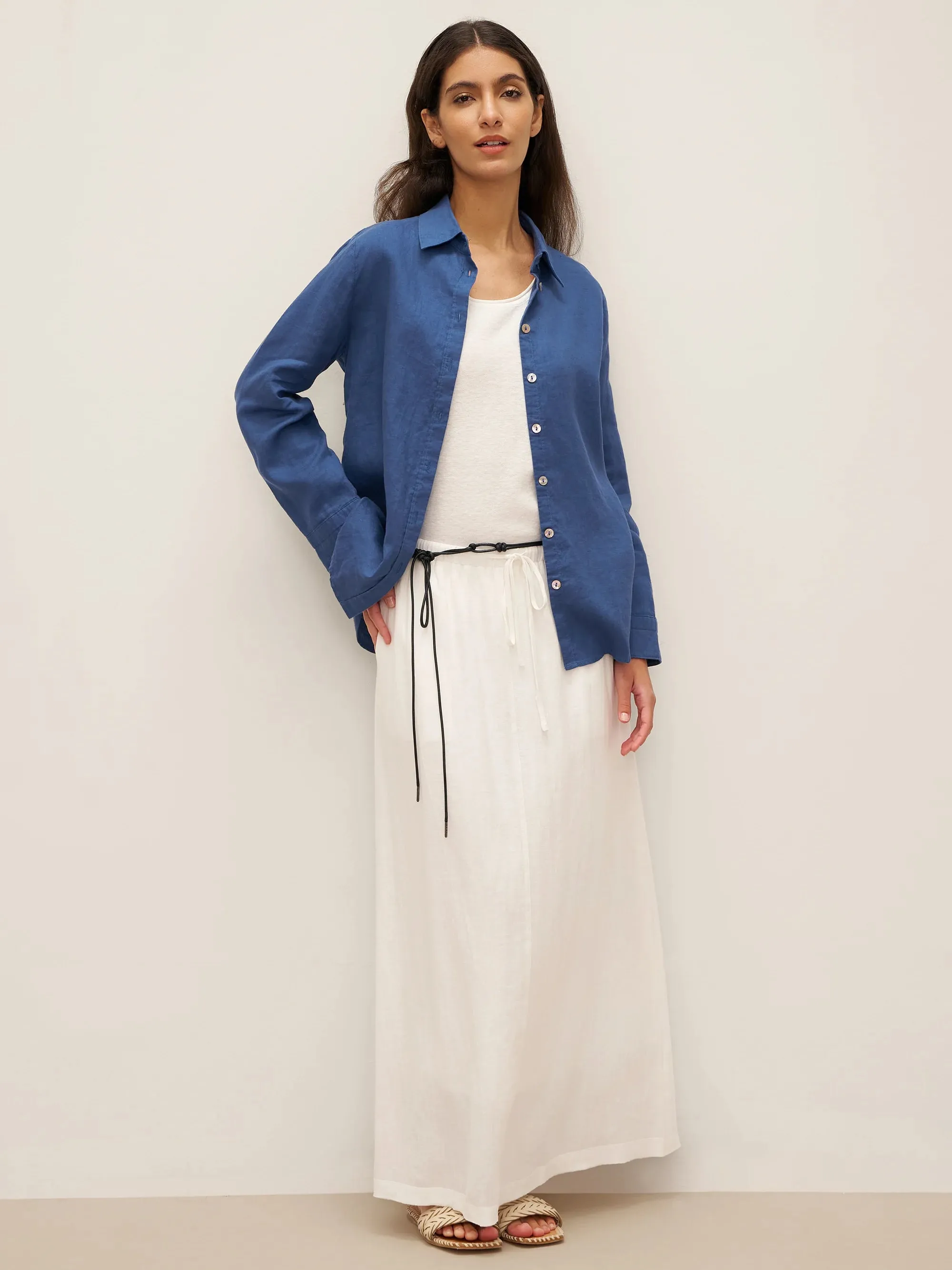 Linen Elastic Waist Drawstring Maxi Skirt NINA sold by Lintico product image thumbnail 4