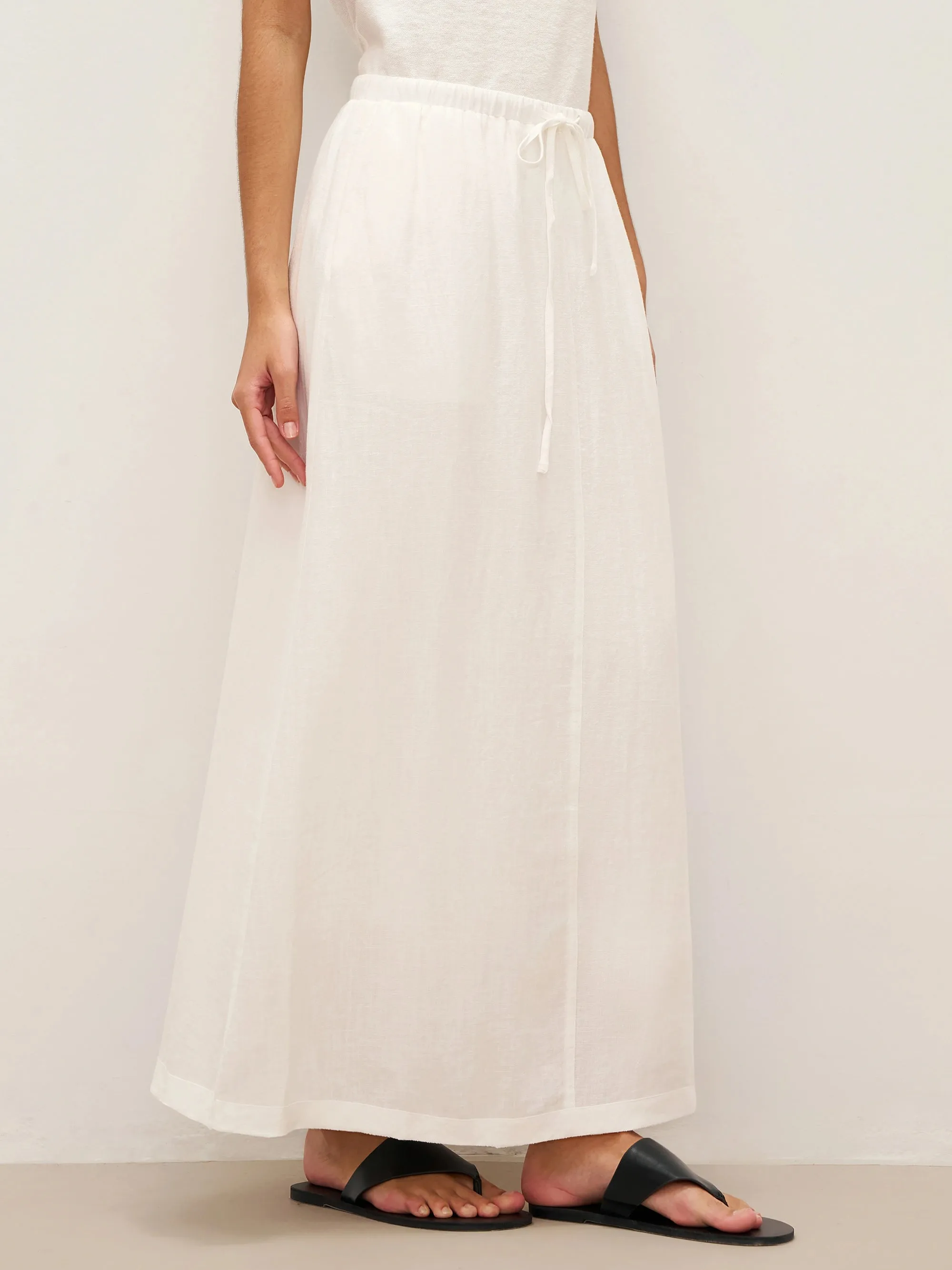 Linen Elastic Waist Drawstring Maxi Skirt NINA sold by Lintico product image thumbnail 2