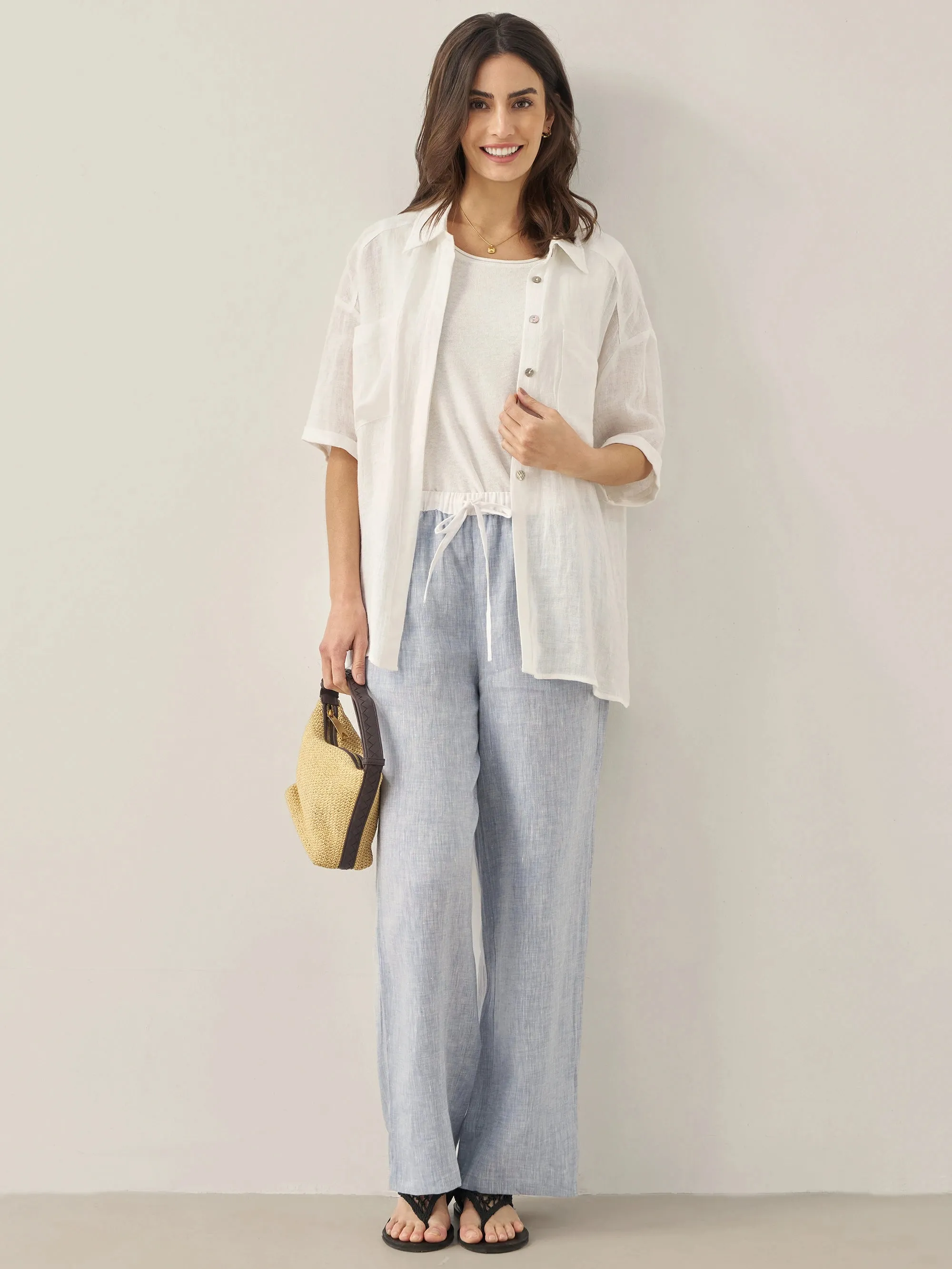 100% Linen Pocket Detail Button-Front Shirt CLARA sold by Lintico product image thumbnail 5