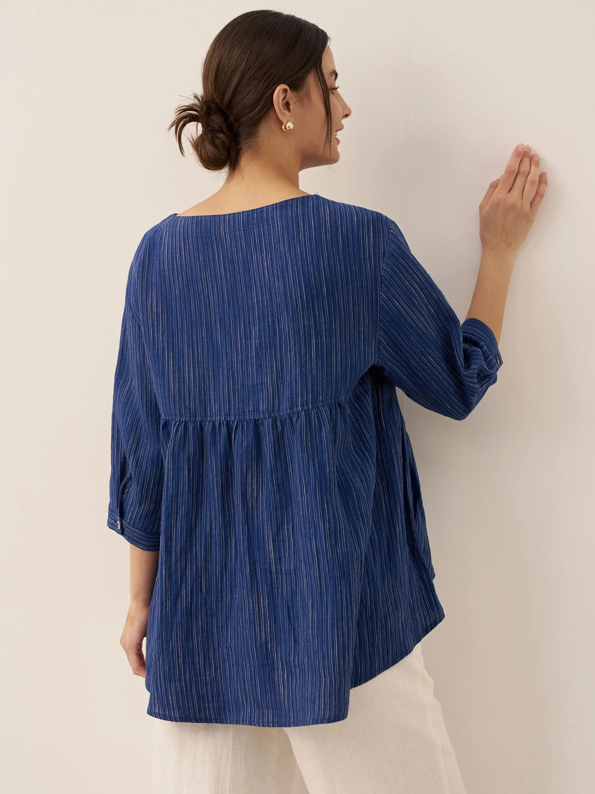 100% Linen Round Neck Artistic Stripe Top FLORENCE sold by Lintico product image thumbnail 3