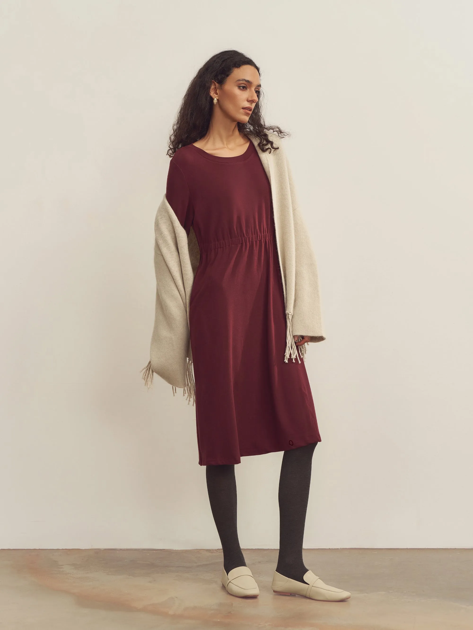 Merino Wool Waist Shirring-Detail Dress sold by Lintico product image thumbnail 5