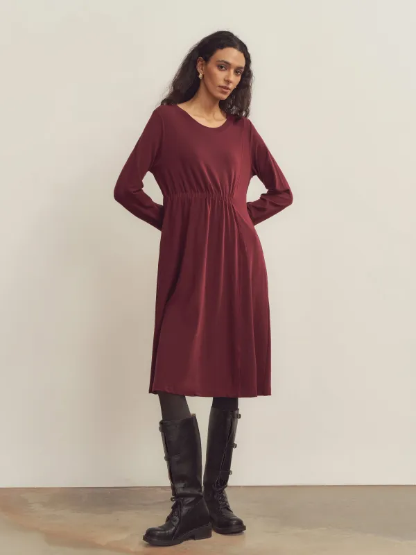 Merino Wool Waist Shirring-Detail Dress sold by Lintico