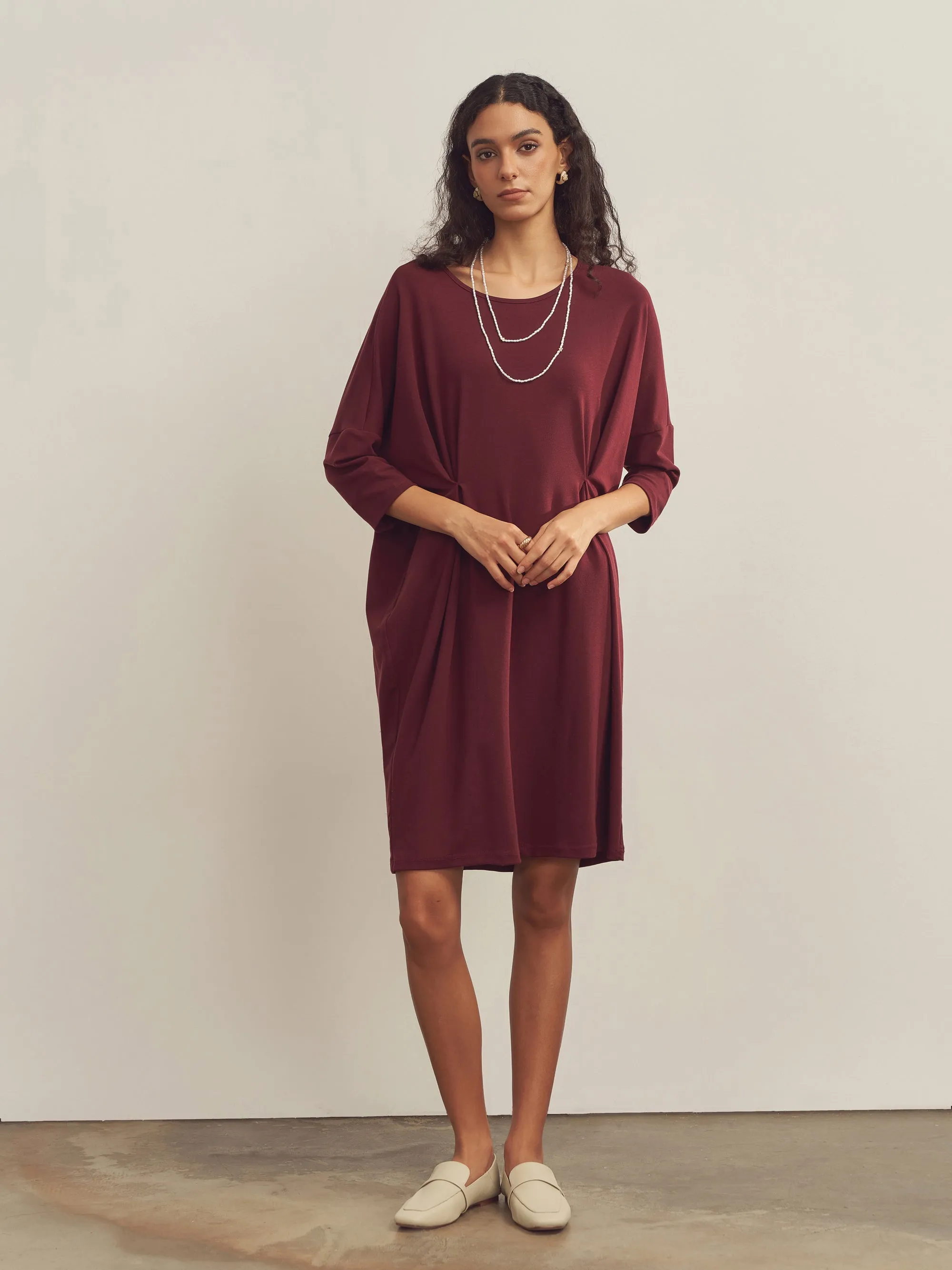 Merino Wool Waist Tuck-Detail Dress sold by Lintico