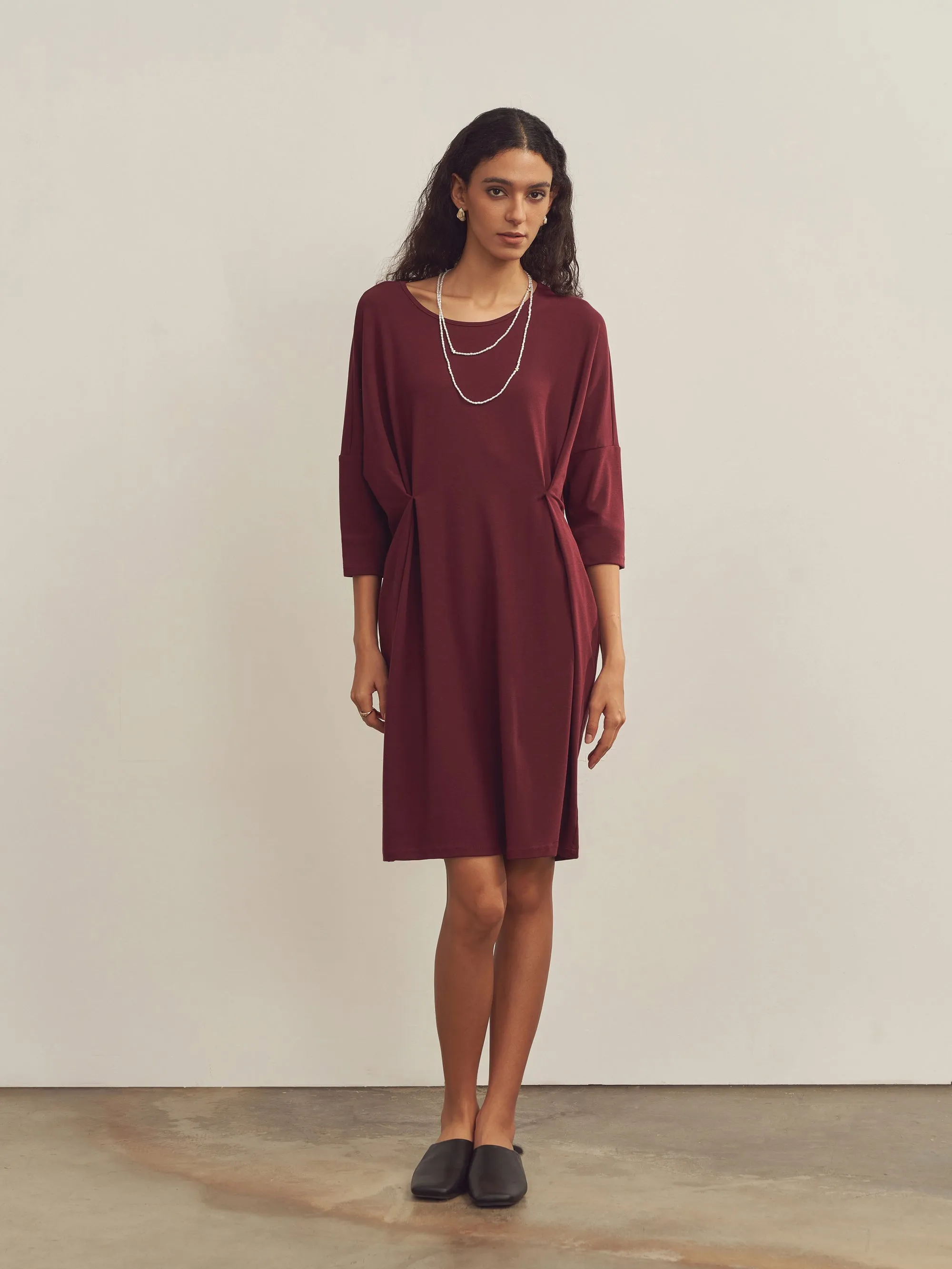 Merino Wool Waist Tuck-Detail Dress sold by Lintico product image thumbnail 3