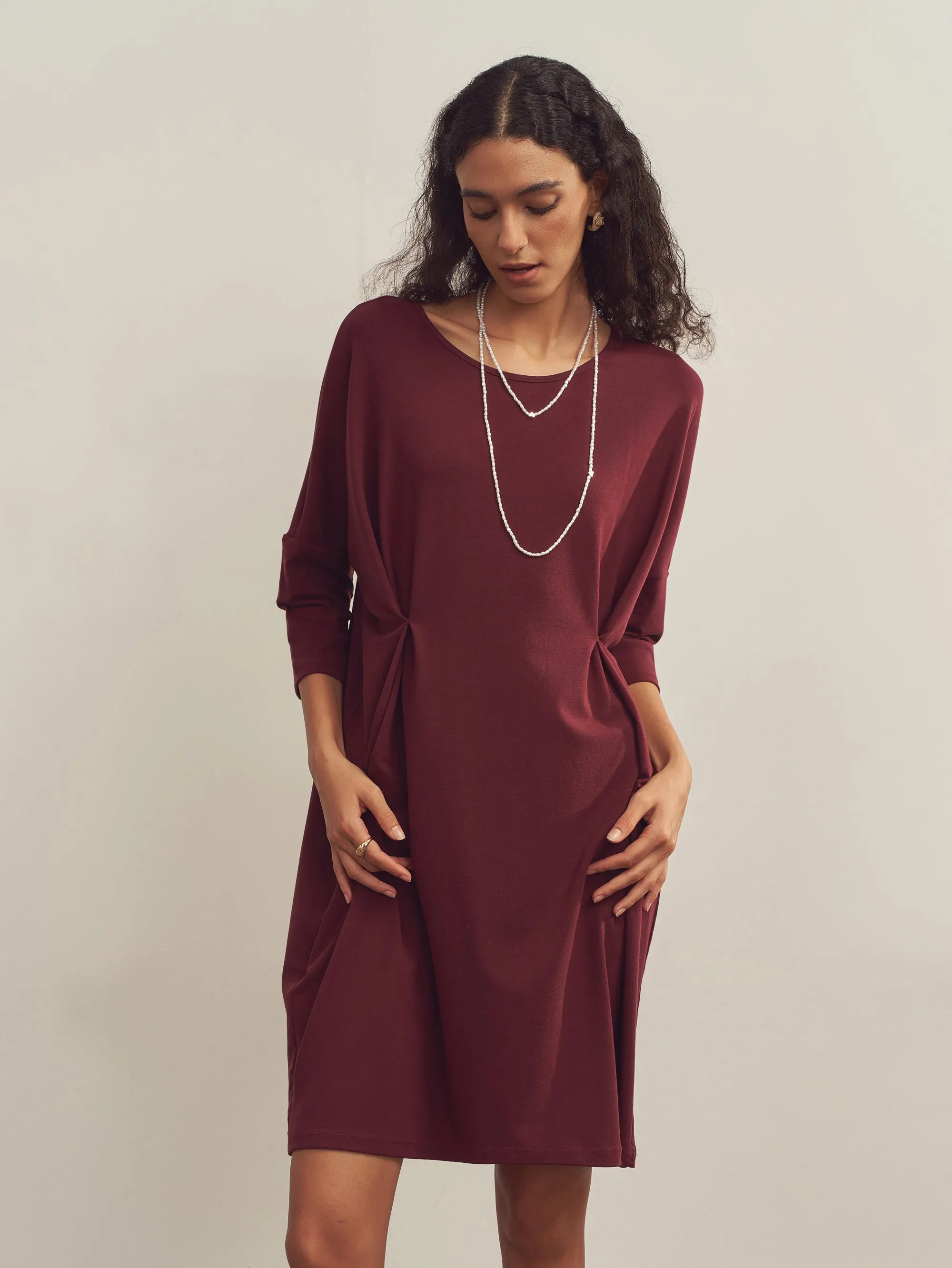 Merino Wool Waist Tuck-Detail Dress sold by Lintico product image thumbnail 5