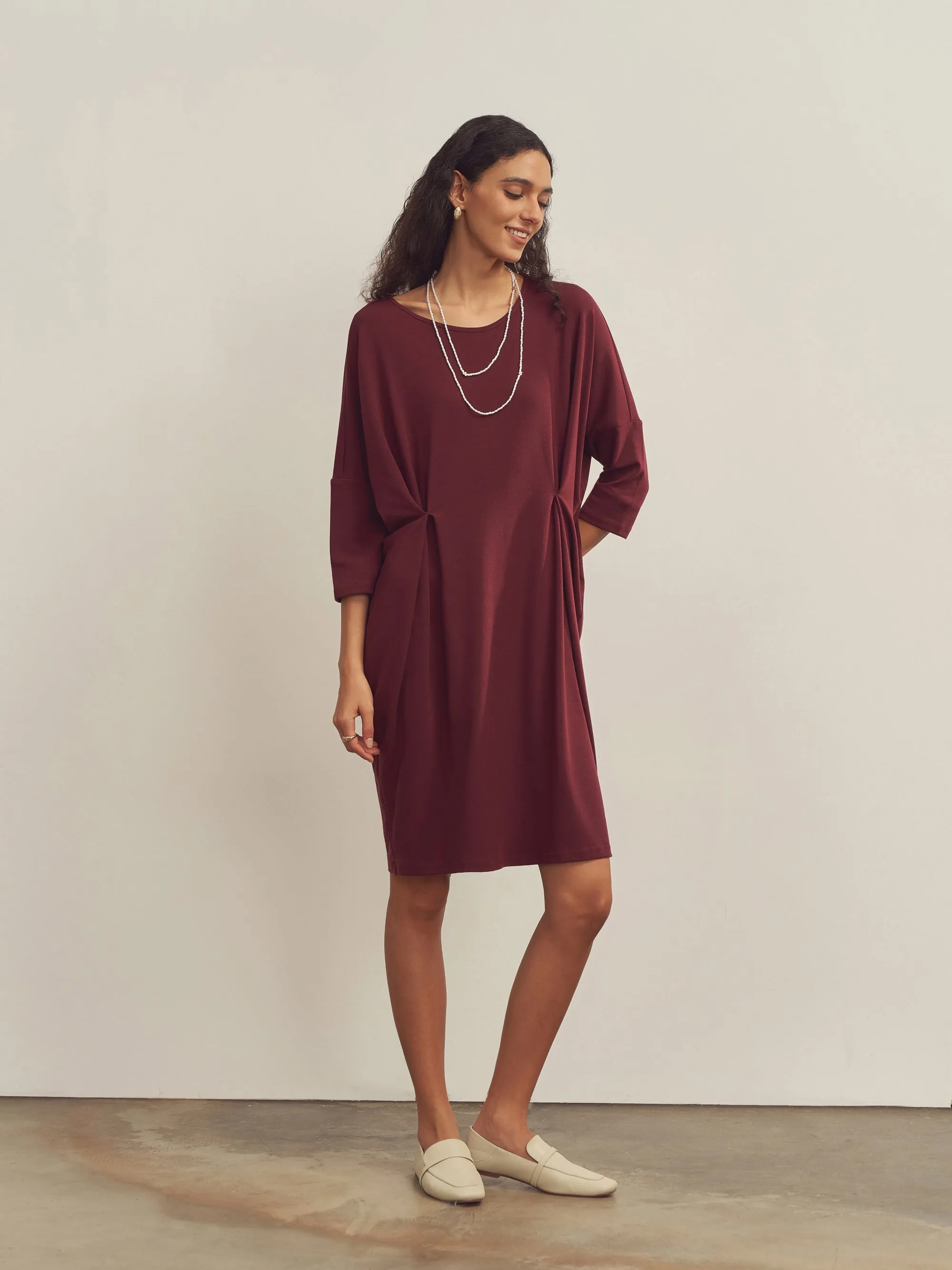 Merino Wool Waist Tuck-Detail Dress sold by Lintico product image thumbnail 4