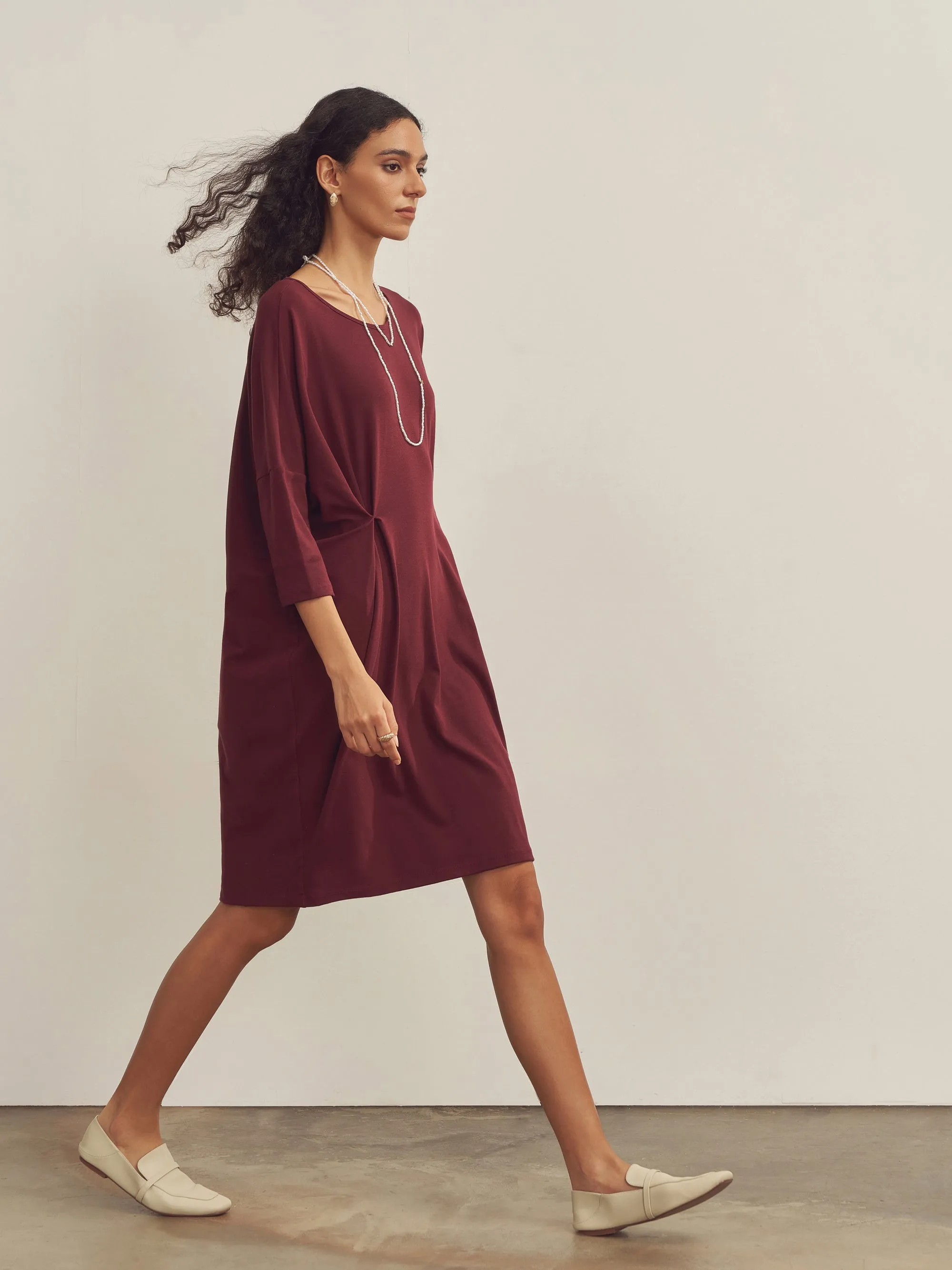 Merino Wool Waist Tuck-Detail Dress sold by Lintico product image thumbnail 2