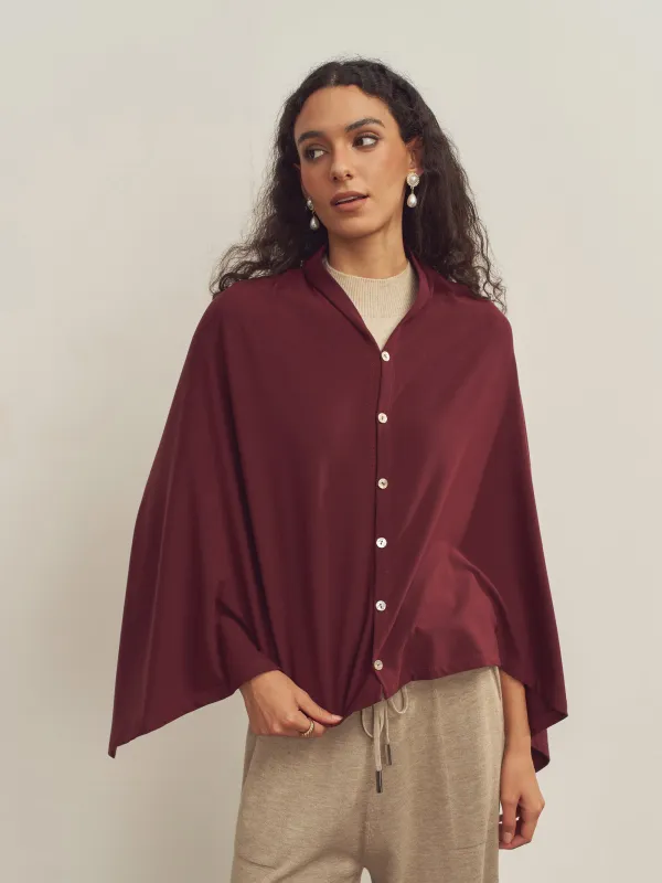 Merino Wool Multi-Cape With Button Scarf Shawl Stole Muffler Poncho sold by Lintico