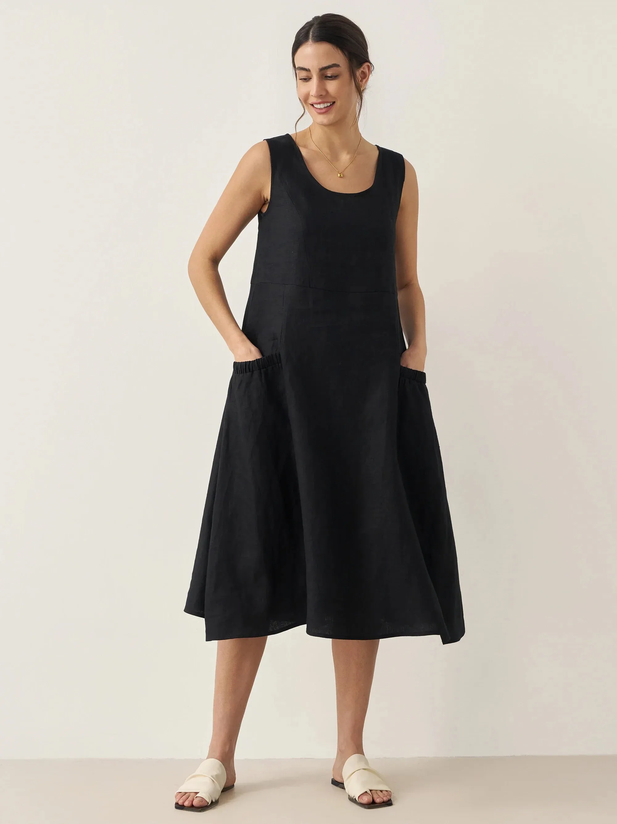 100% Linen Swing Beach Tank Dress GIANA sold by Lintico product image thumbnail 4