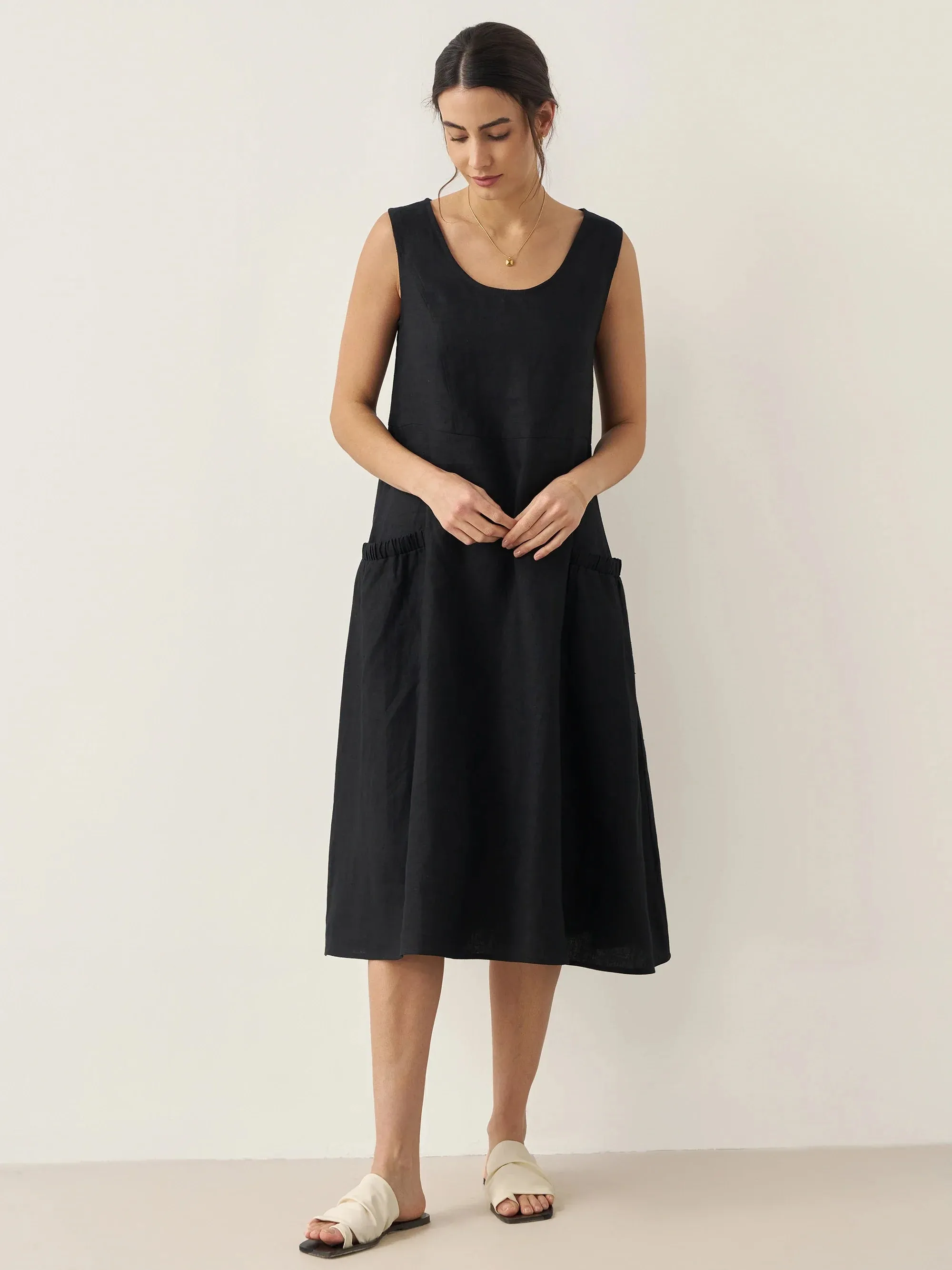 100% Linen Swing Beach Tank Dress GIANA sold by Lintico product image thumbnail 3